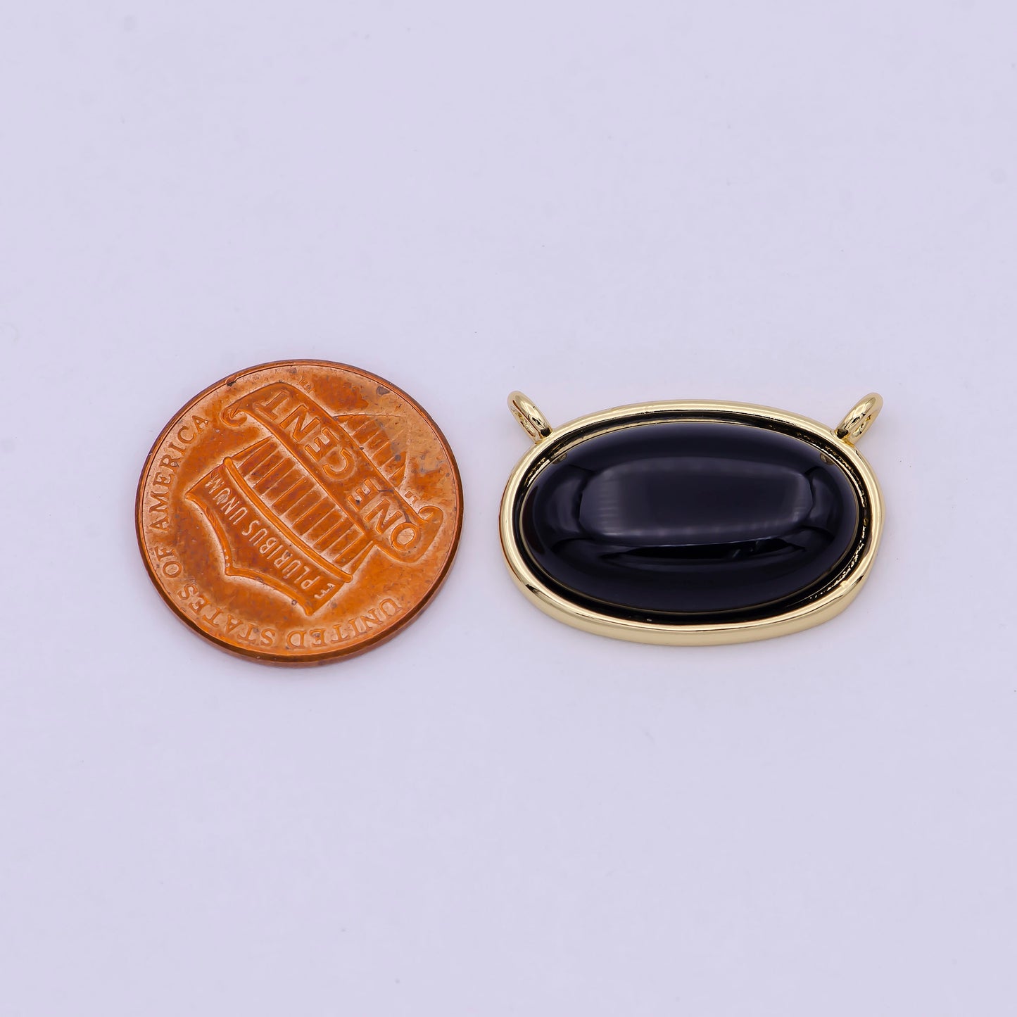 Black Onyx Charm Connector Classic Vintage Oval Crystal Protection Gemstone Stone Pendant Necklace Jewelry for WomenY-425