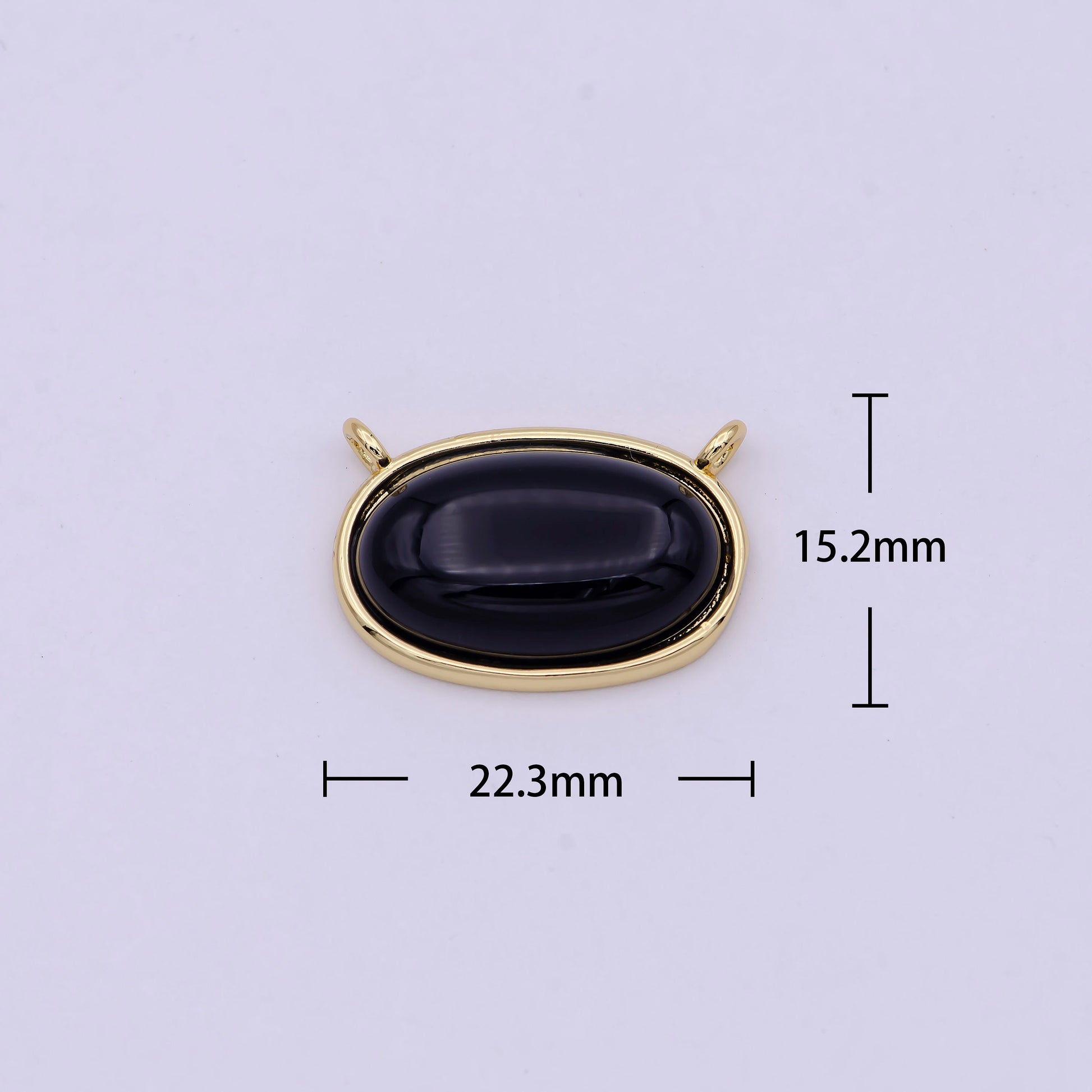 Black Onyx Charm Connector Classic Vintage Oval Crystal Protection Gemstone Stone Pendant Necklace Jewelry for WomenY-425