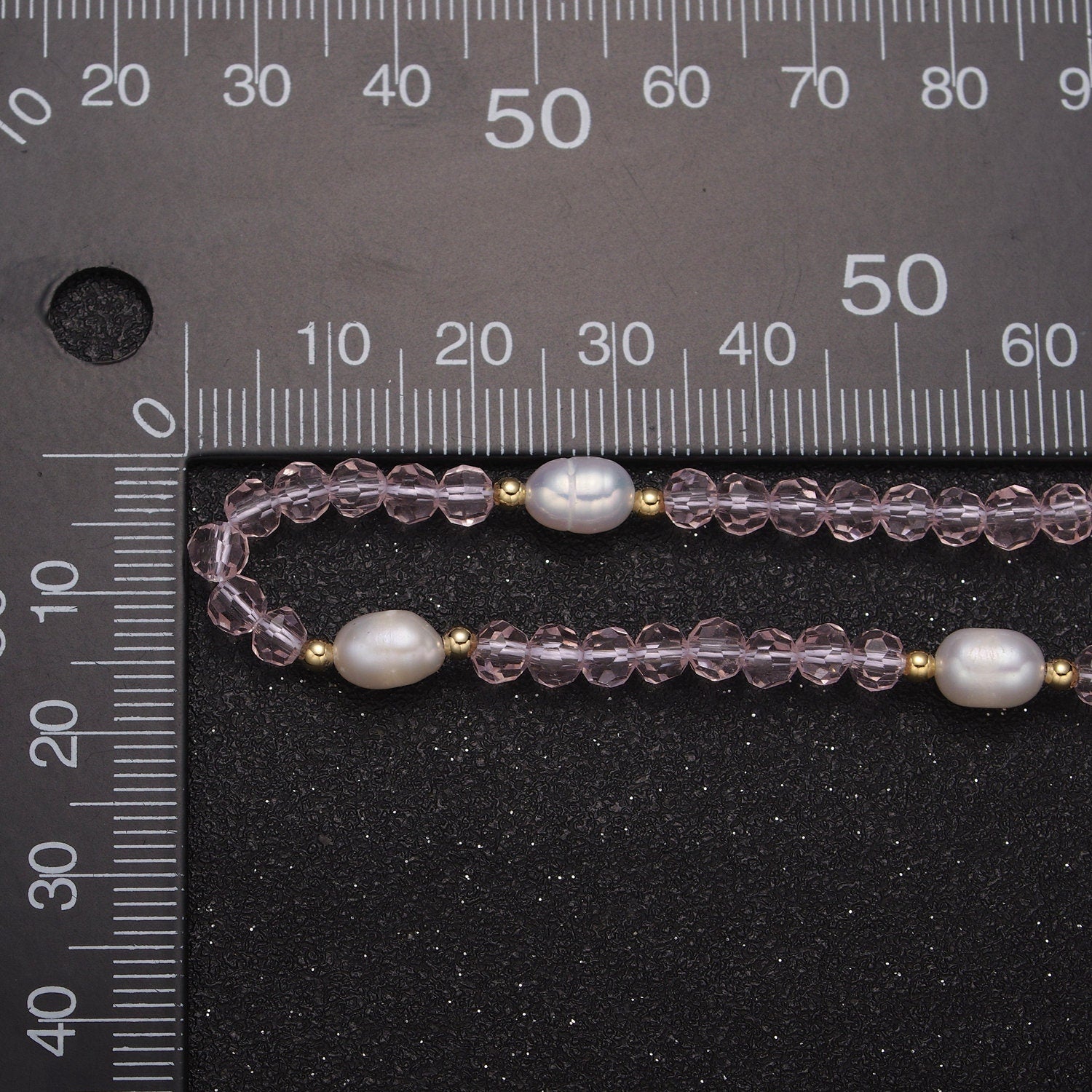 Pearl with Pink Glass Beaded Necklace, Pink Quartz Faceted Rondelle Beads Necklace | WA-586