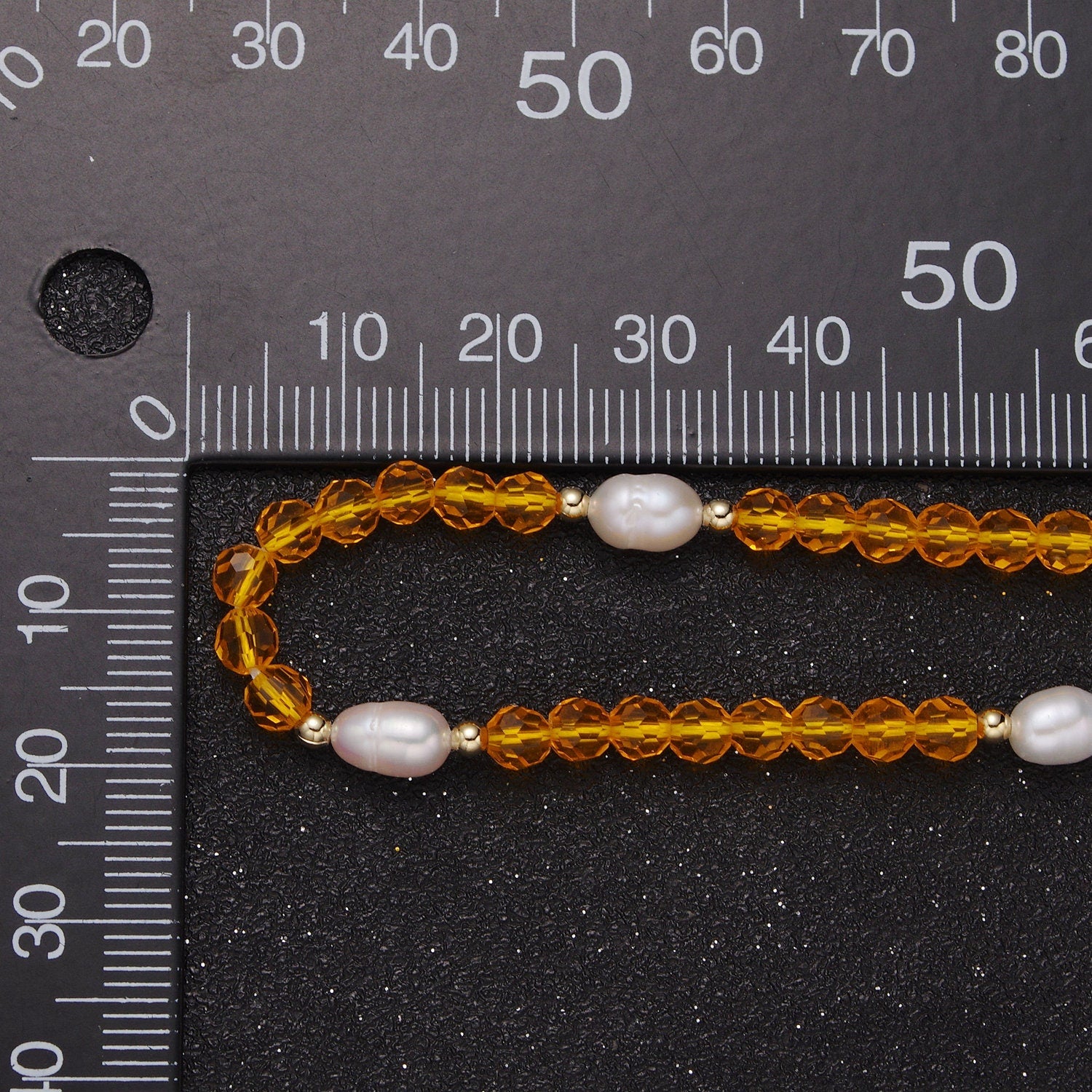 Pearl with Orange Glass Beaded Necklace, Orange Faceted Rondelle Beads Necklace | WA-605