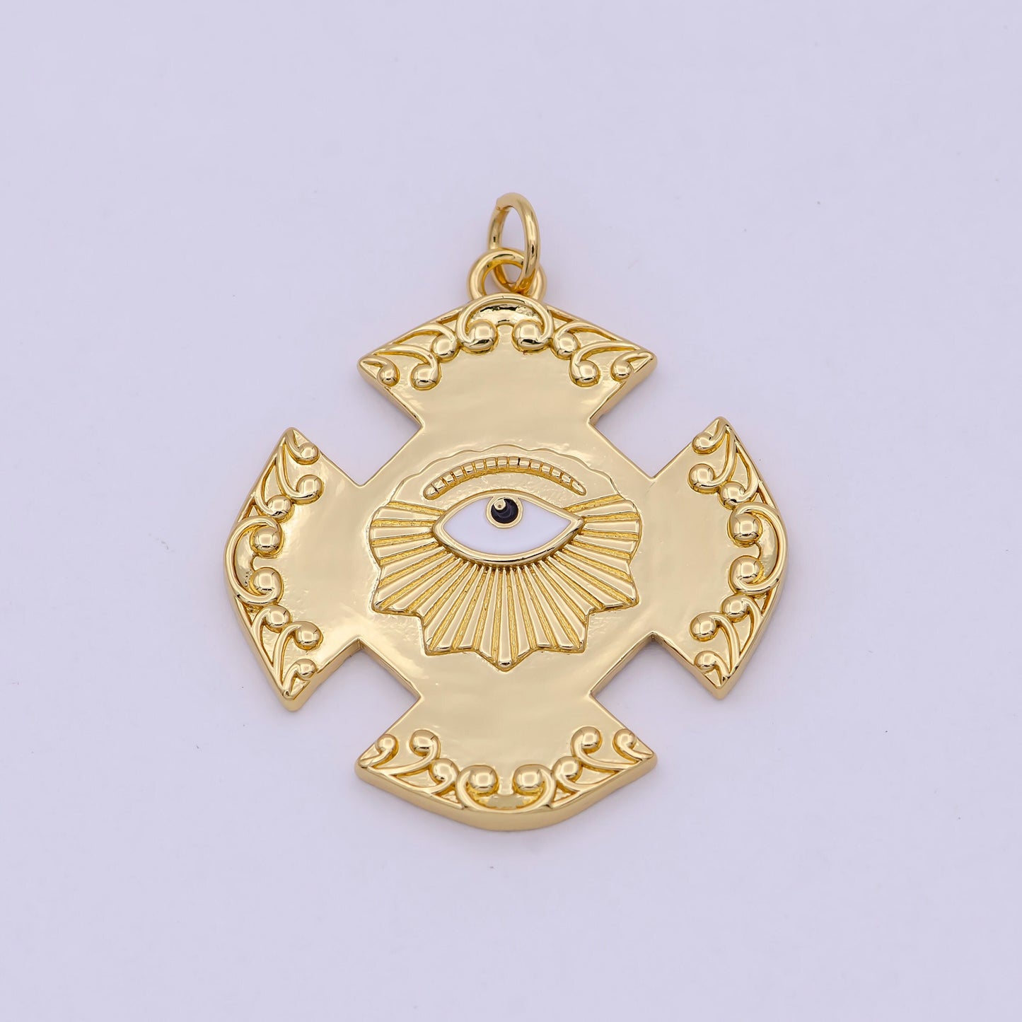 Dainty Gold Filled Cross Evil Eye Charm Medallion Pendant for DIY Fashion Jewelry Making Bracelet Necklace Supply N-363