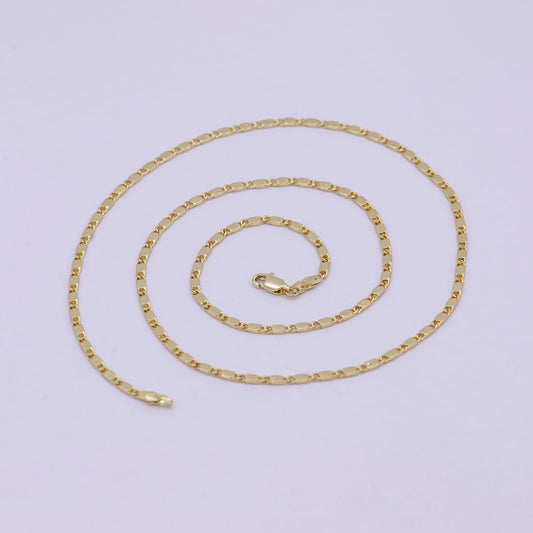 23.5 Inch Unique Finished Chain, 14K Gold Filled Flat Link Chain, Dainty 2.4mm Unique Necklace with Lobster Clasps | WA-621
