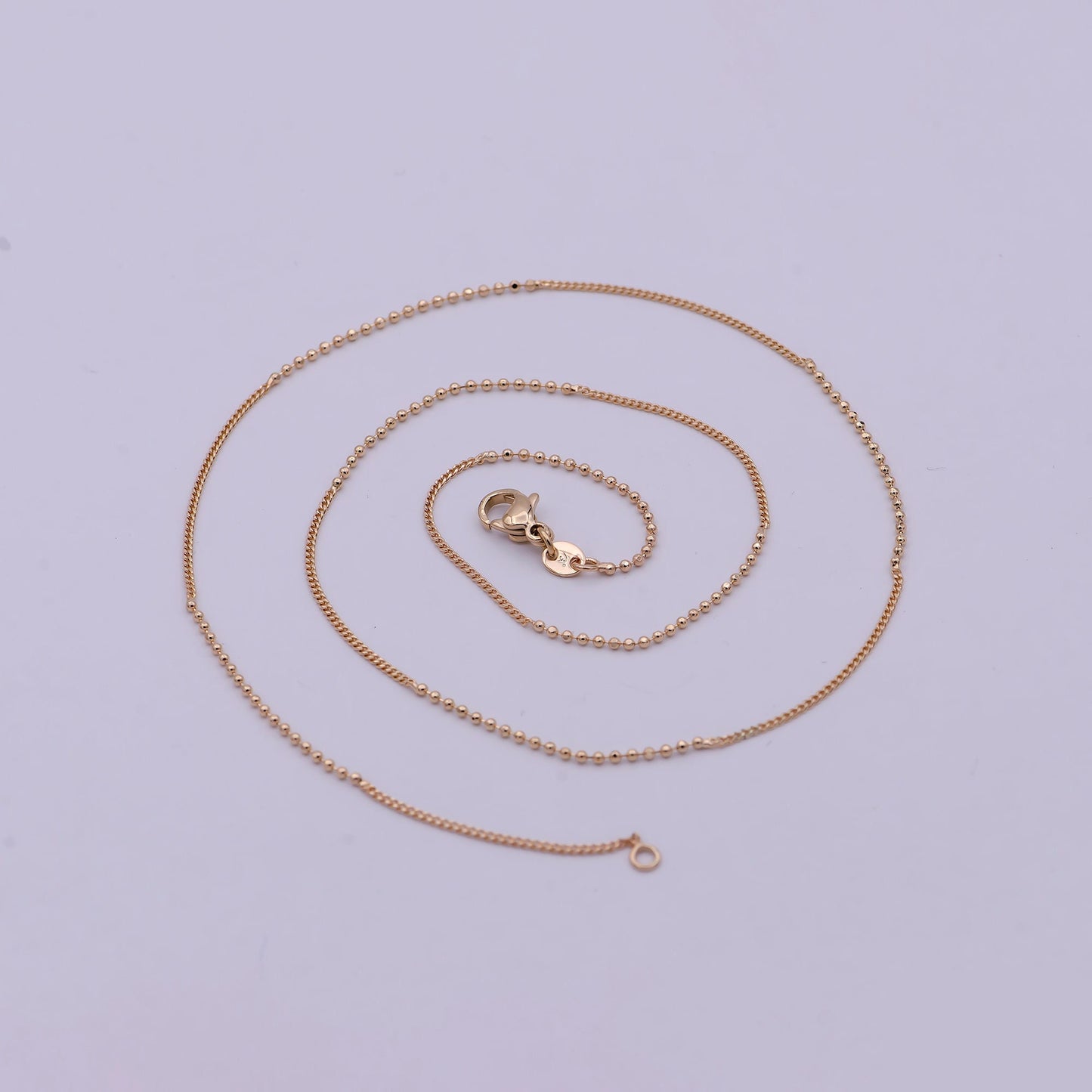 18 inch Long Fusion Necklace Beaded With Curb Chain Fancy Chain Necklace in 18k Gold Filled 1.1 mm Thickness | WA-538