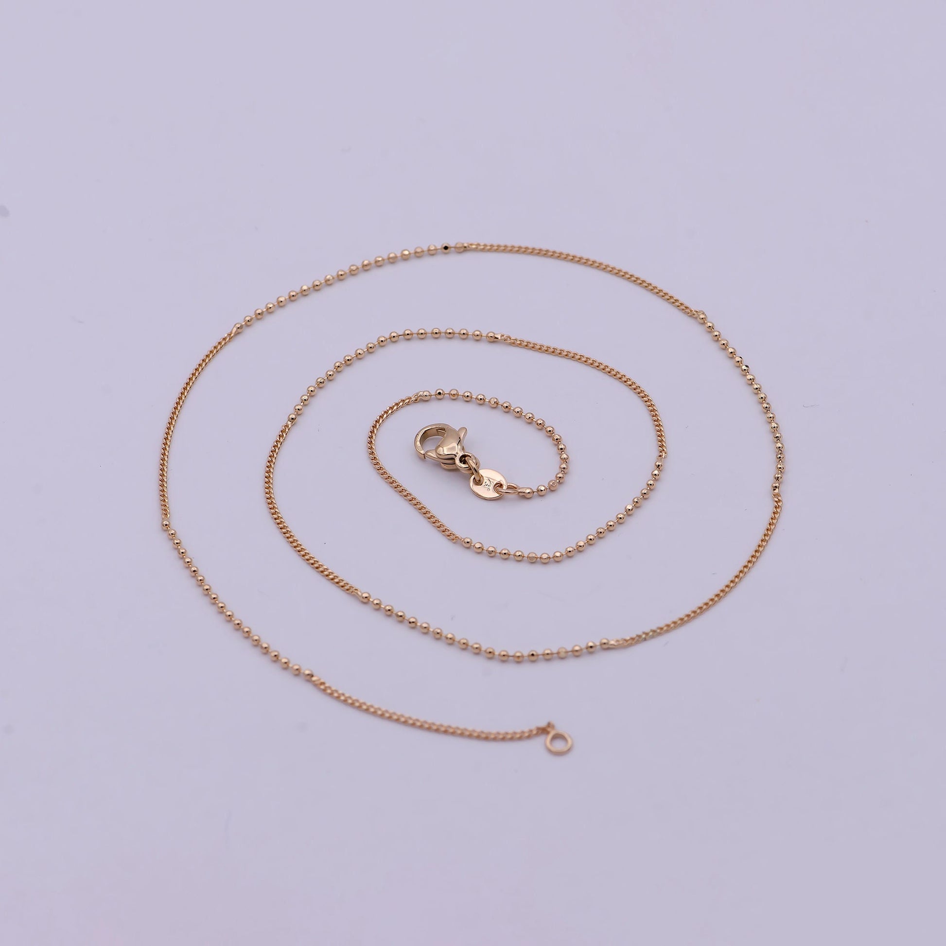18 inch Long Fusion Necklace Beaded With Curb Chain Fancy Chain Necklace in 18k Gold Filled 1.1 mm Thickness | WA-538
