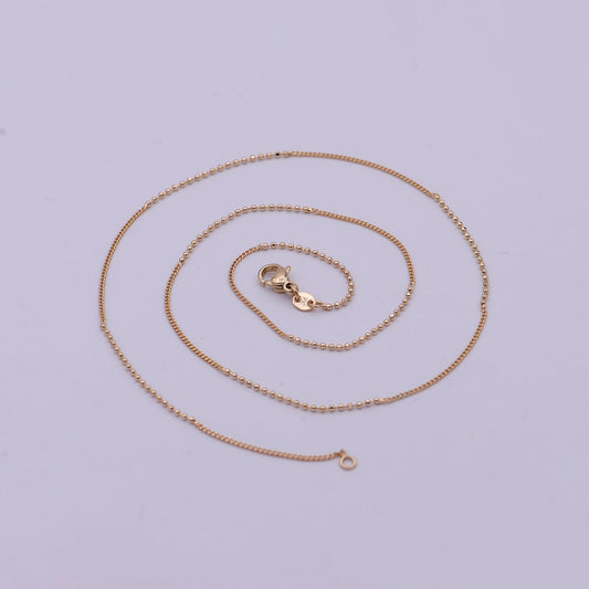 18 inch Long Fusion Necklace Beaded With Curb Chain Fancy Chain Necklace in 18k Gold Filled 1.1 mm Thickness | WA-538