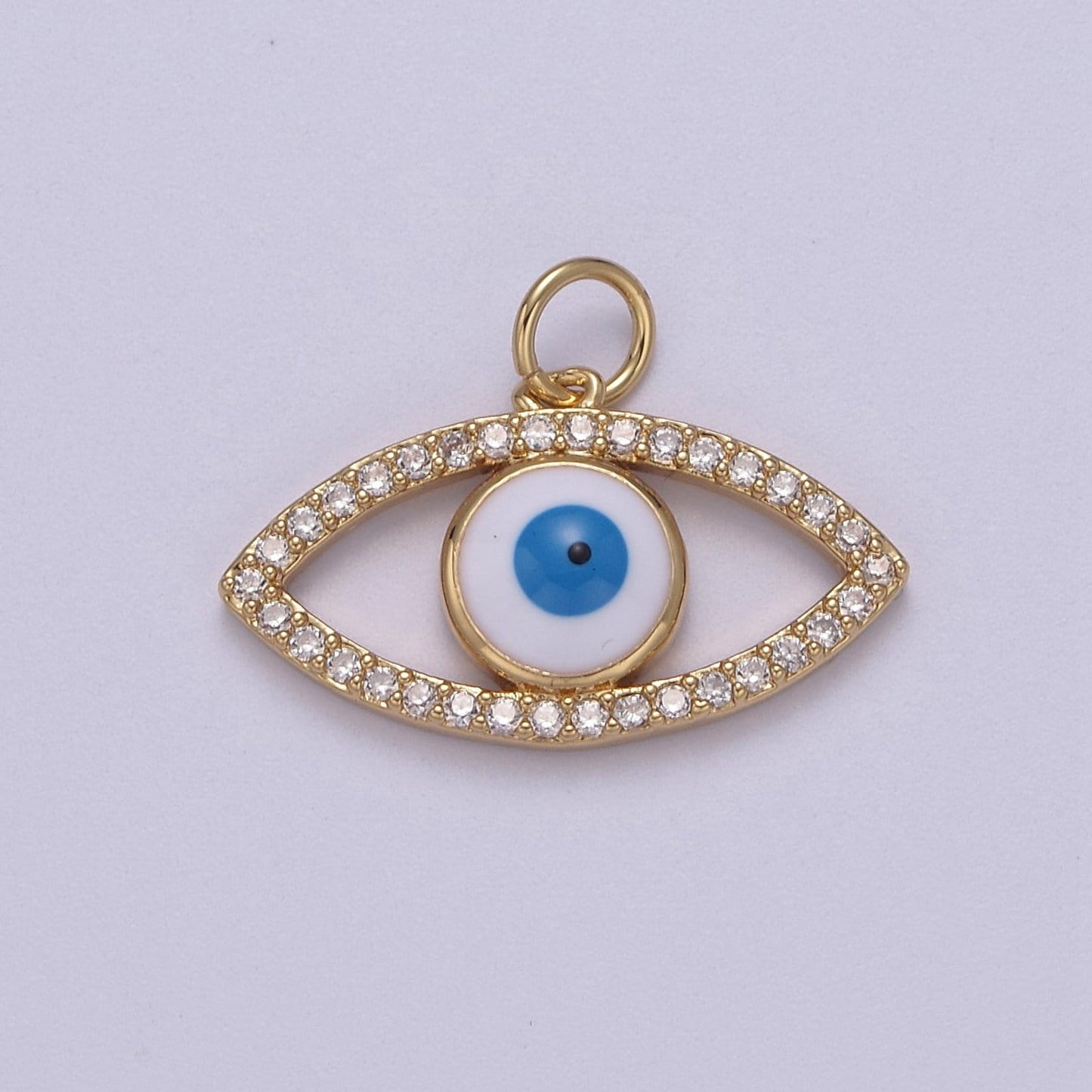 Cubic Evil Eye Charm, 14K Gold Filled Micro CZ Pave Pendant, 16.7*22mm, Necklace Earring Bracelet Making, Jewelry Finding D-612