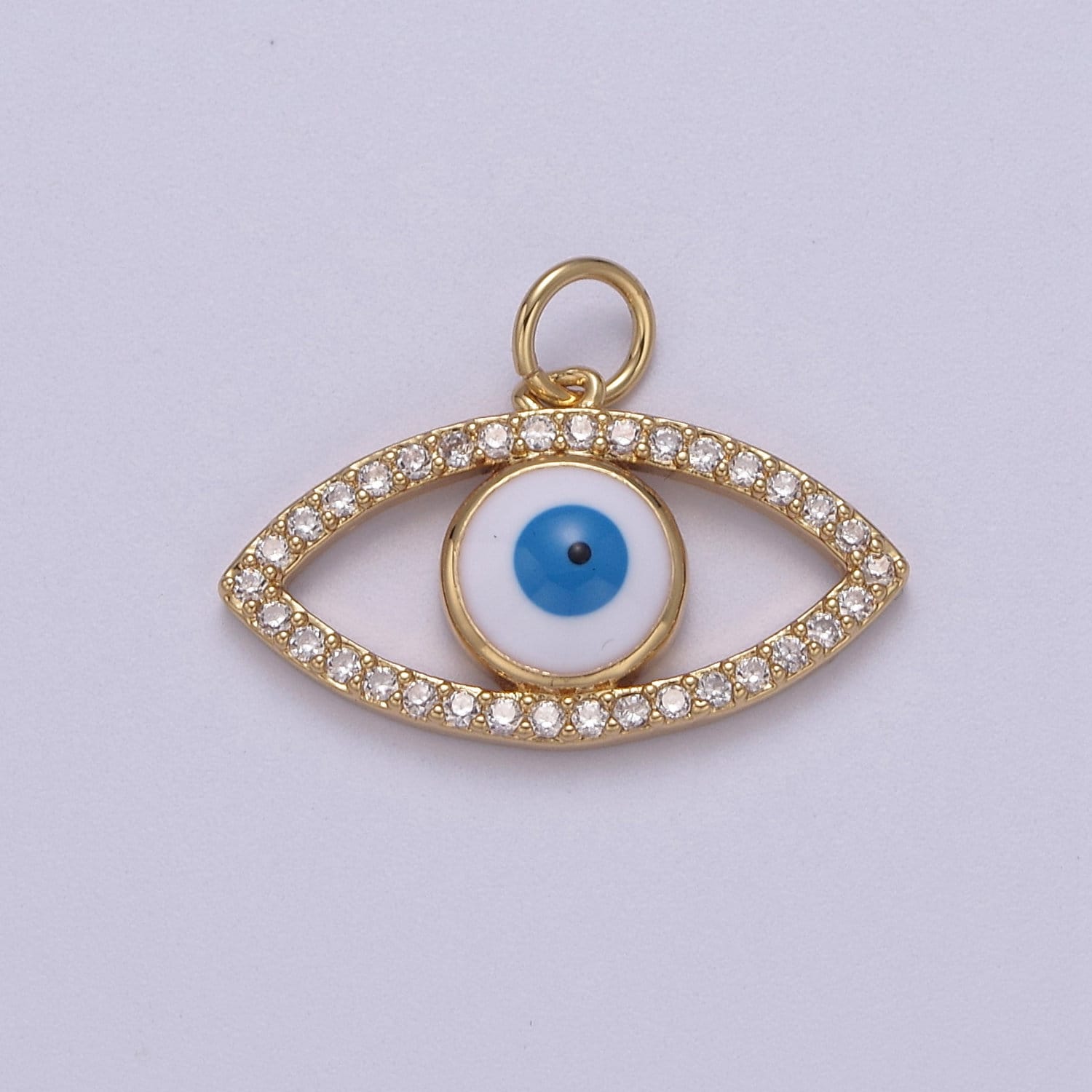 Cubic Evil Eye Charm, 14K Gold Filled Micro CZ Pave Pendant, 16.7*22mm, Necklace Earring Bracelet Making, Jewelry Finding D-612