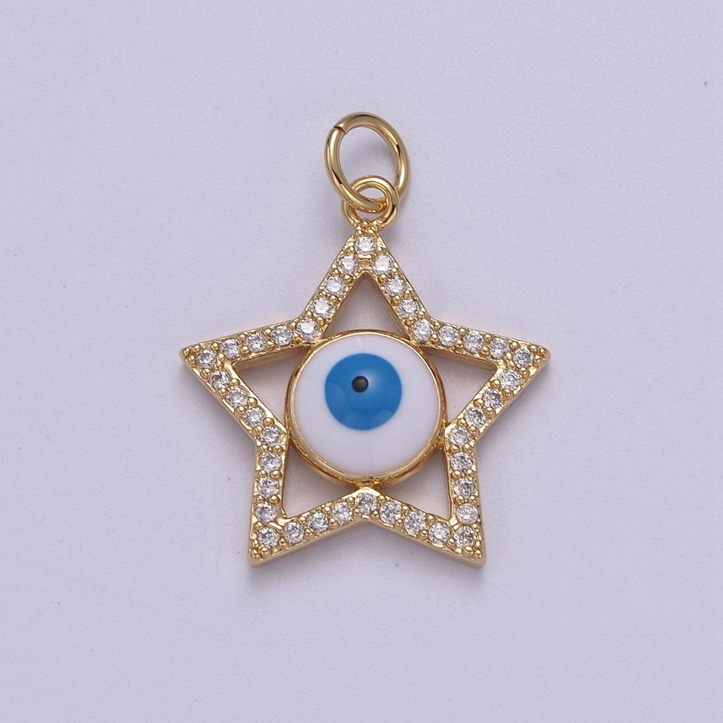 Star Cubic Evil Eye Charm, 14K Gold Filled Micro CZ Pave Pendant, 18*23mm, Necklace Earring Bracelet Making, Jewelry Finding D-762