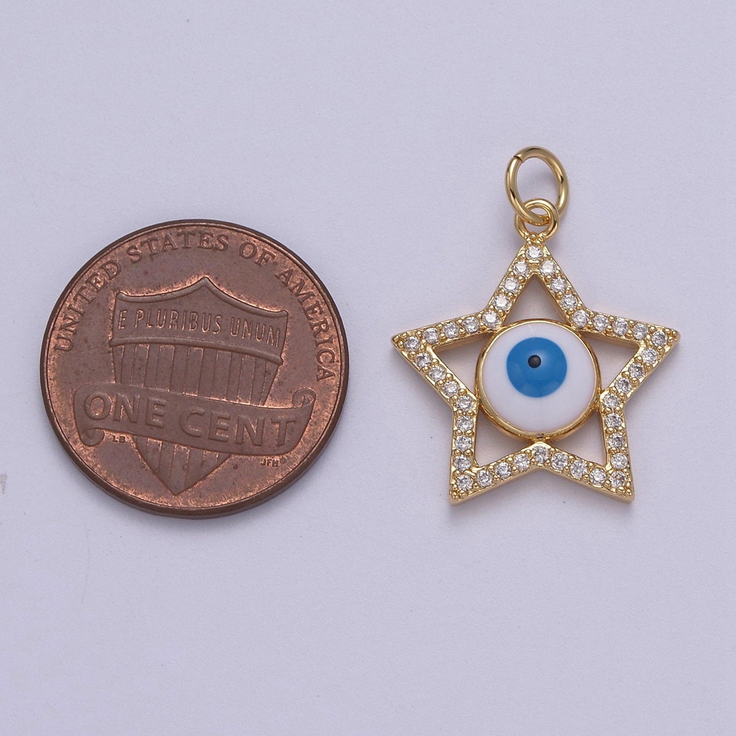 Star Cubic Evil Eye Charm, 14K Gold Filled Micro CZ Pave Pendant, 18*23mm, Necklace Earring Bracelet Making, Jewelry Finding D-762
