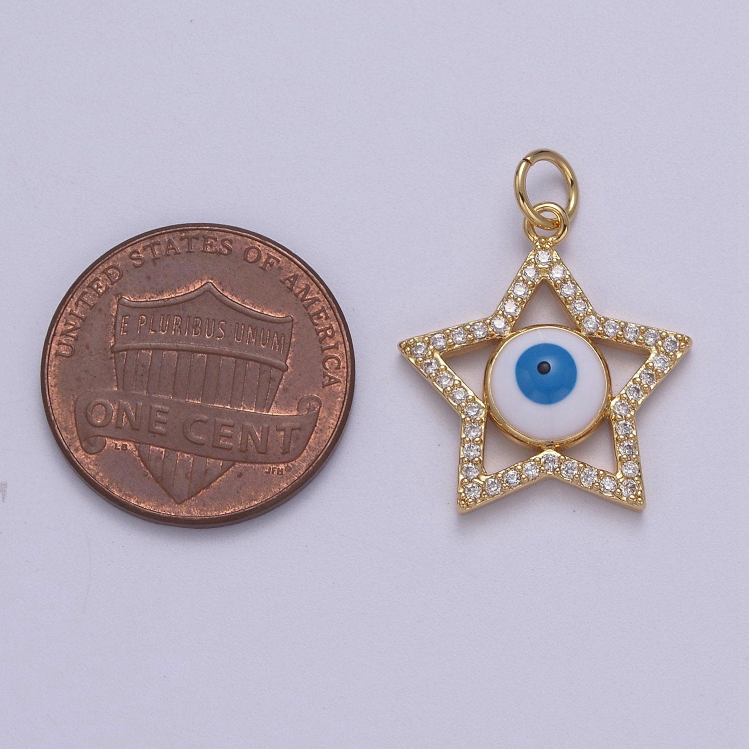 Star Cubic Evil Eye Charm, 14K Gold Filled Micro CZ Pave Pendant, 18*23mm, Necklace Earring Bracelet Making, Jewelry Finding D-762