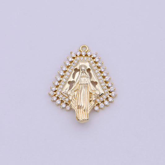Dainty 14K Gold Filled Miraculous Lady Virgin Mary Charm Delicate Micro Pave Religious Charm n-458