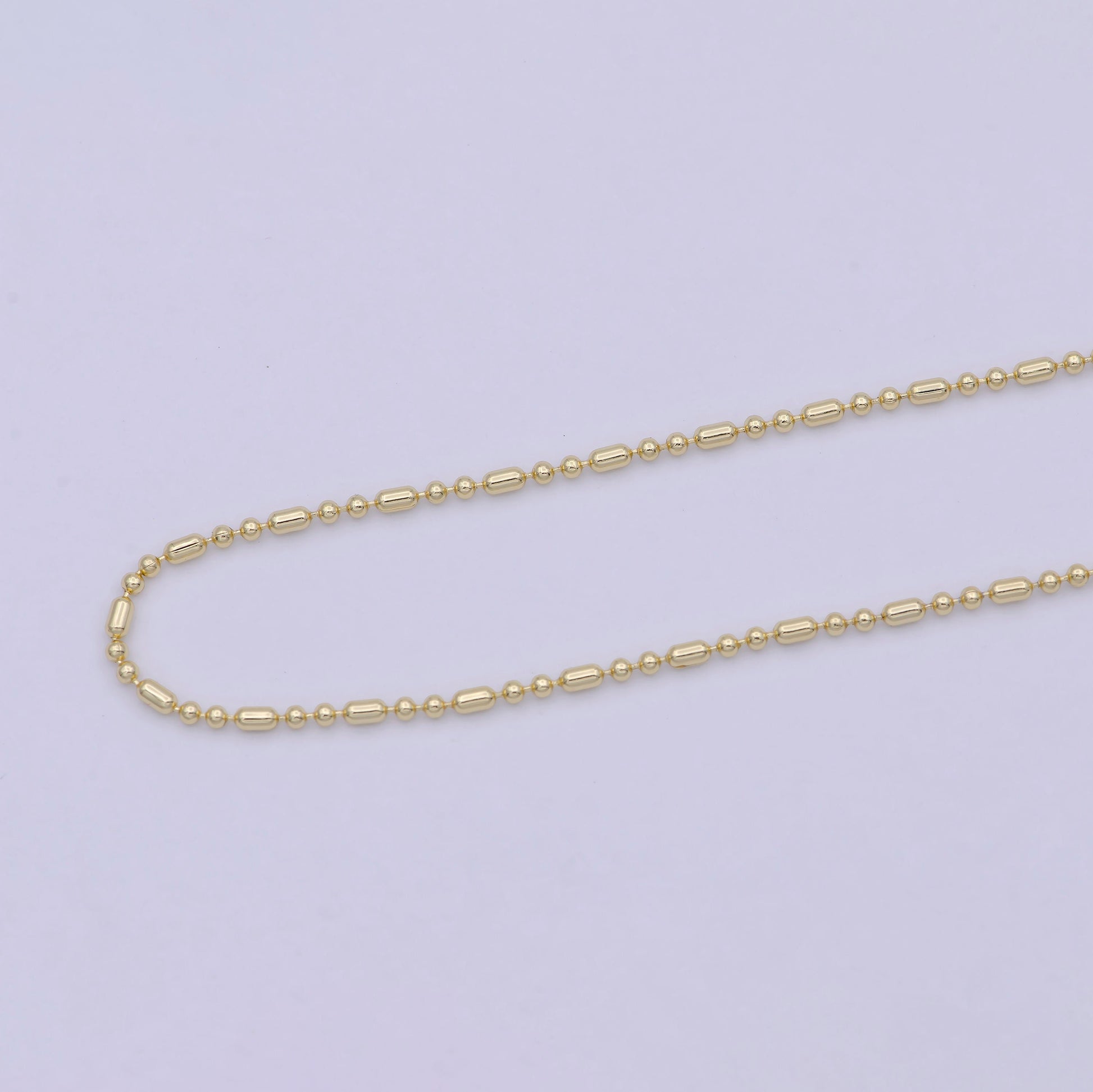 Dainty 14K Gold Plated Beaded Chain Necklace Ball chain necklace 18 inch Ready to Wear WA-757