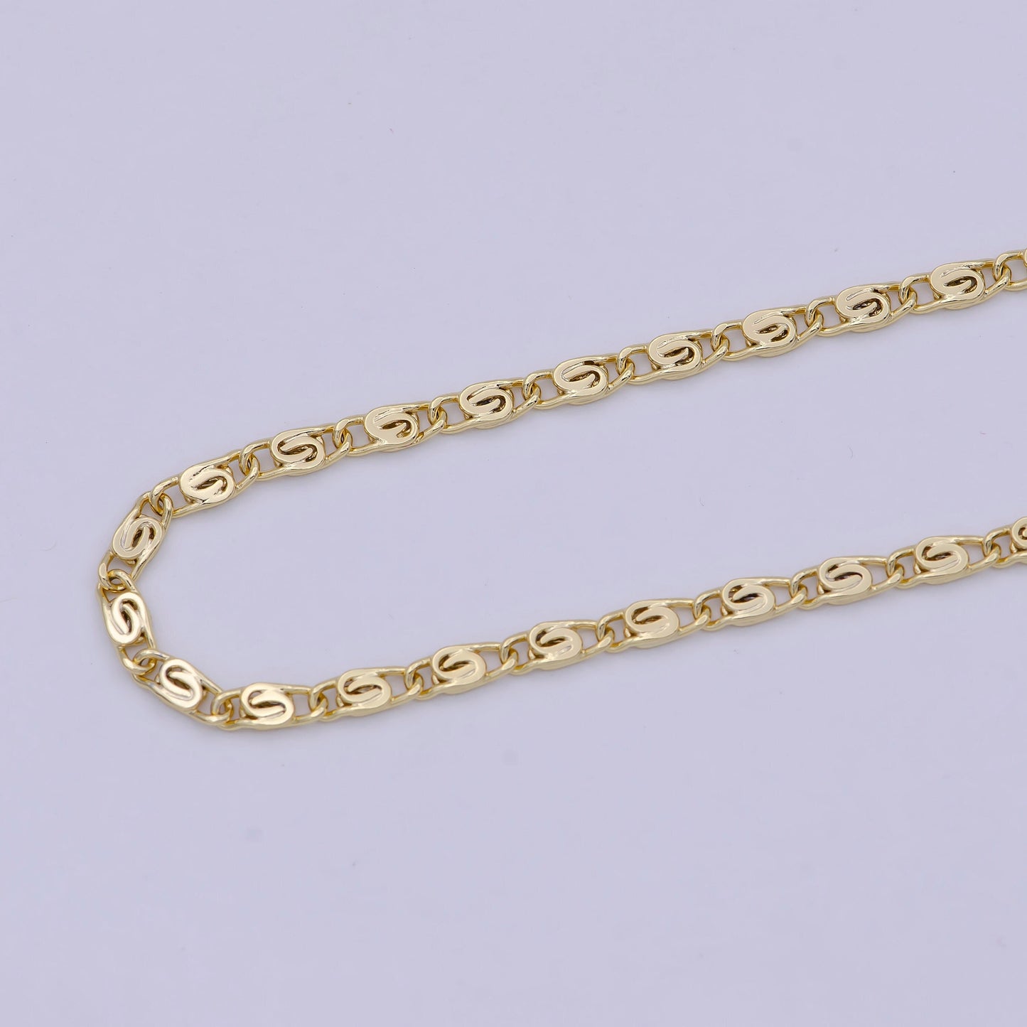 Gold Chain Necklace, Fine Scroll Gold Chain, Simple Gold Necklace, Thin Plain Women's Necklace 18 Inch WA-759
