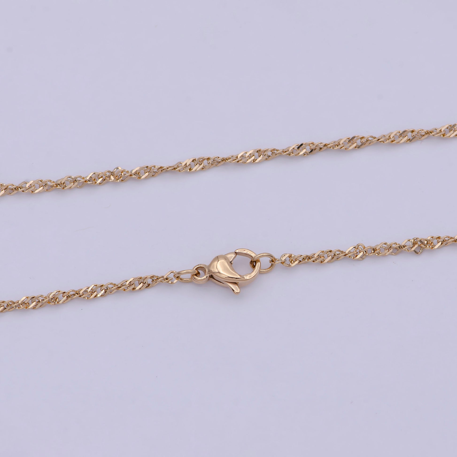 Gold Twist Chain Necklace, Unique Layer Chain Necklace Ready to Wear 20 Inch WA-760