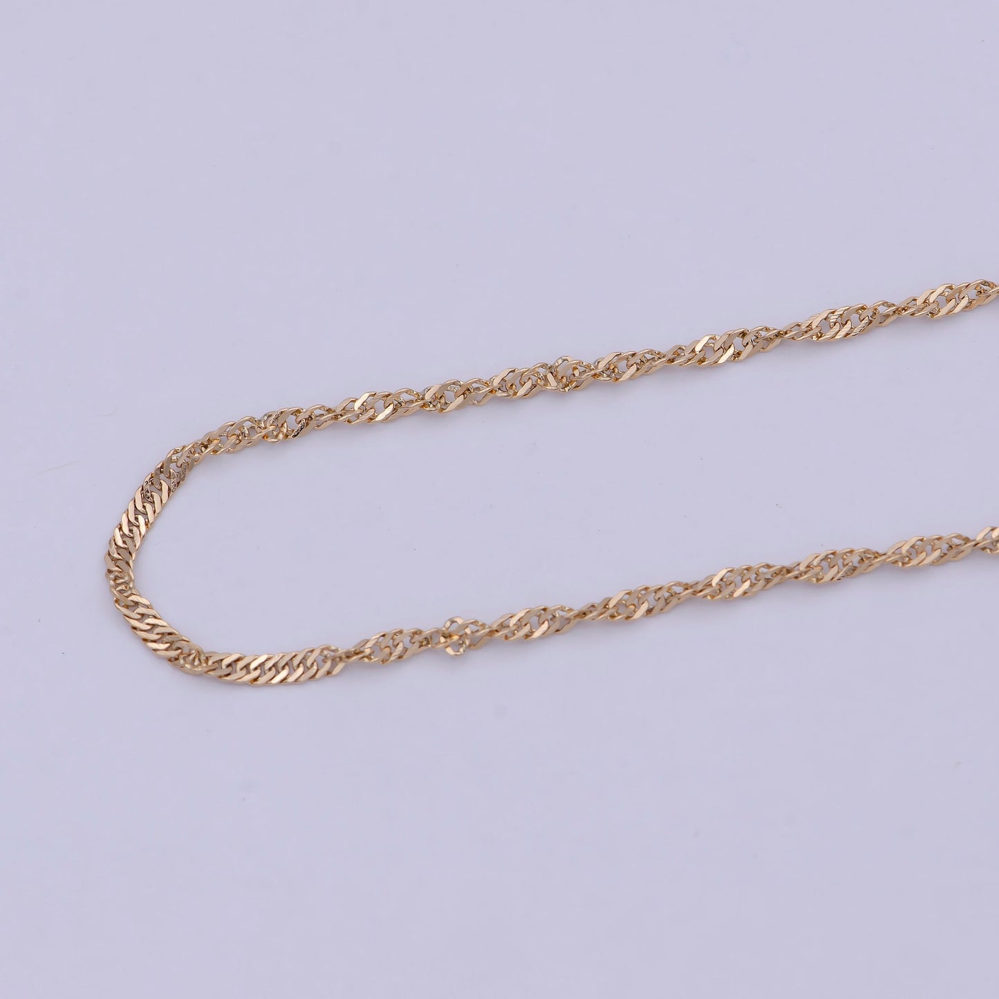 Gold Twist Chain Necklace, Unique Layer Chain Necklace Ready to Wear 20 Inch WA-760