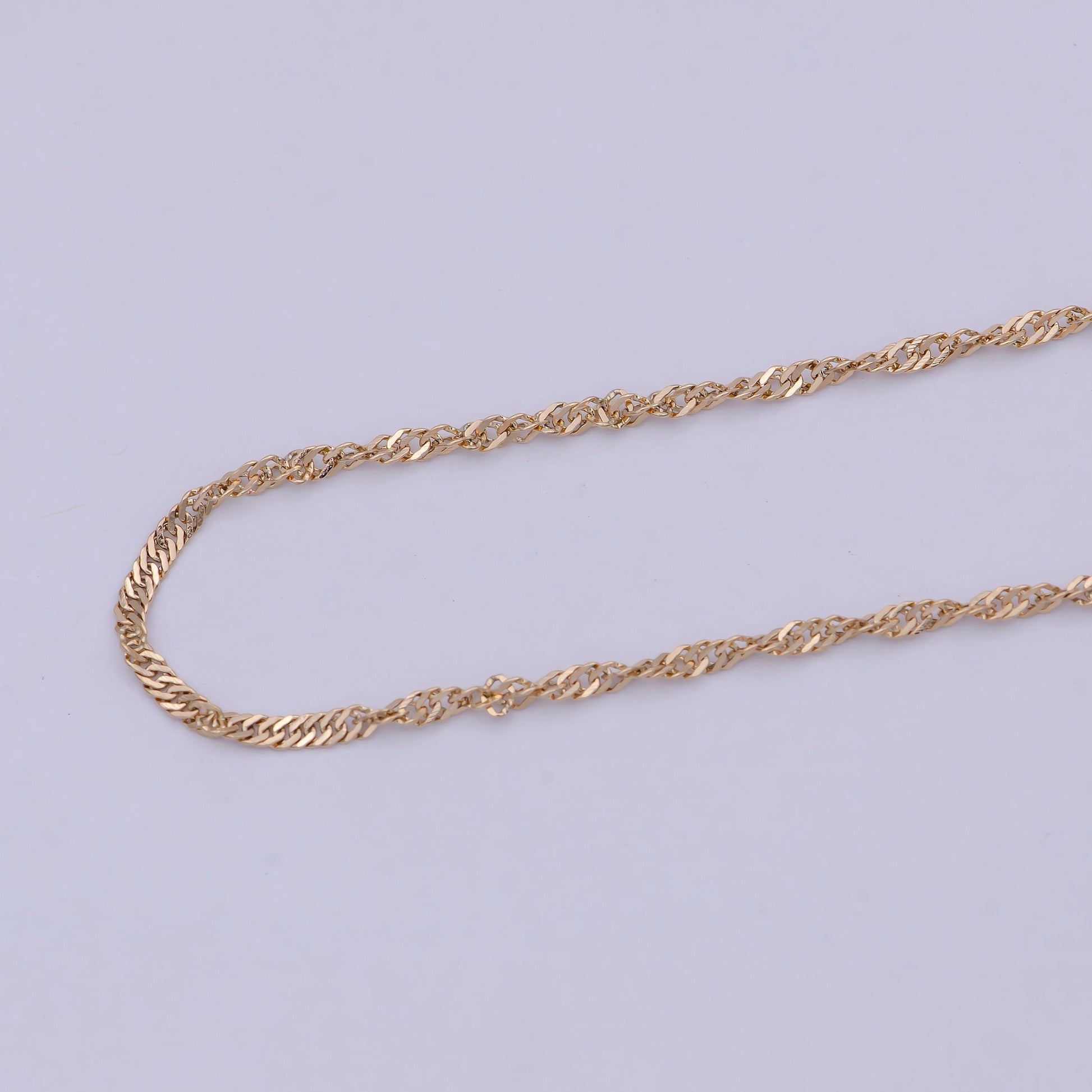 Gold Twist Chain Necklace, Unique Layer Chain Necklace Ready to Wear 20 Inch WA-760