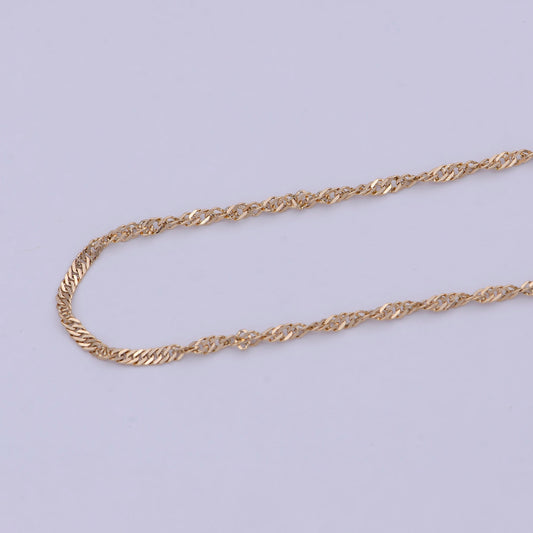 Gold Twist Chain Necklace, Unique Layer Chain Necklace Ready to Wear 20 Inch WA-760
