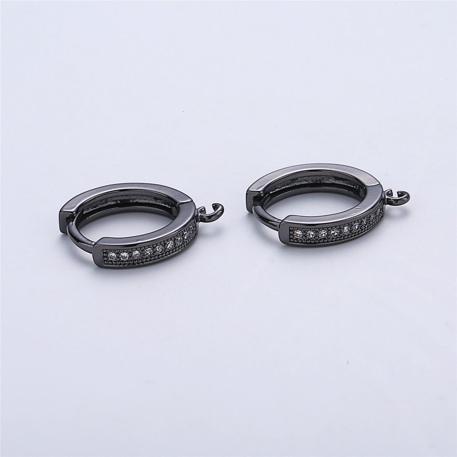 1 pair 18k Gold Filled Earring One Touch Earring jewelry Making, 15mm Gold huggie hoop earring with Micro Pave CZ Dainty Earring Charm K-161