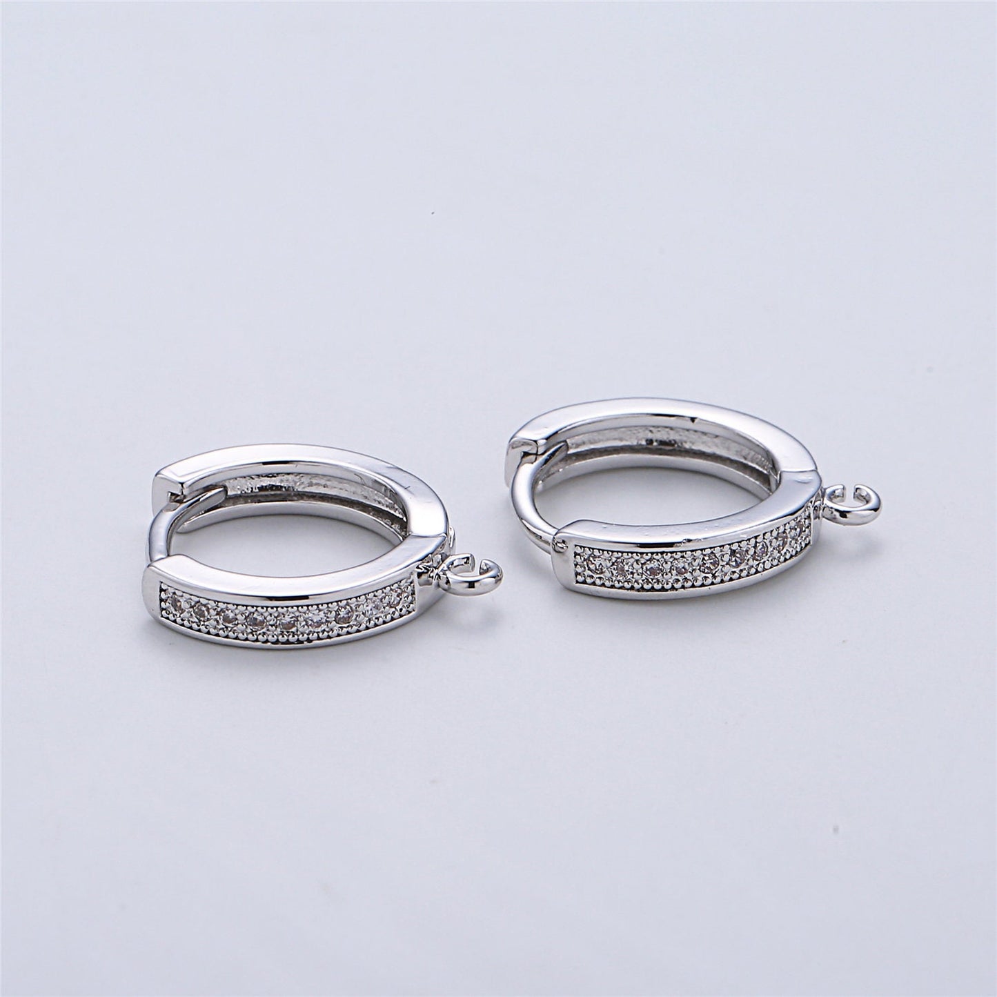 1 pair 18k Gold Filled Earring One Touch Earring jewelry Making, 15mm Gold huggie hoop earring with Micro Pave CZ Dainty Earring Charm K-161
