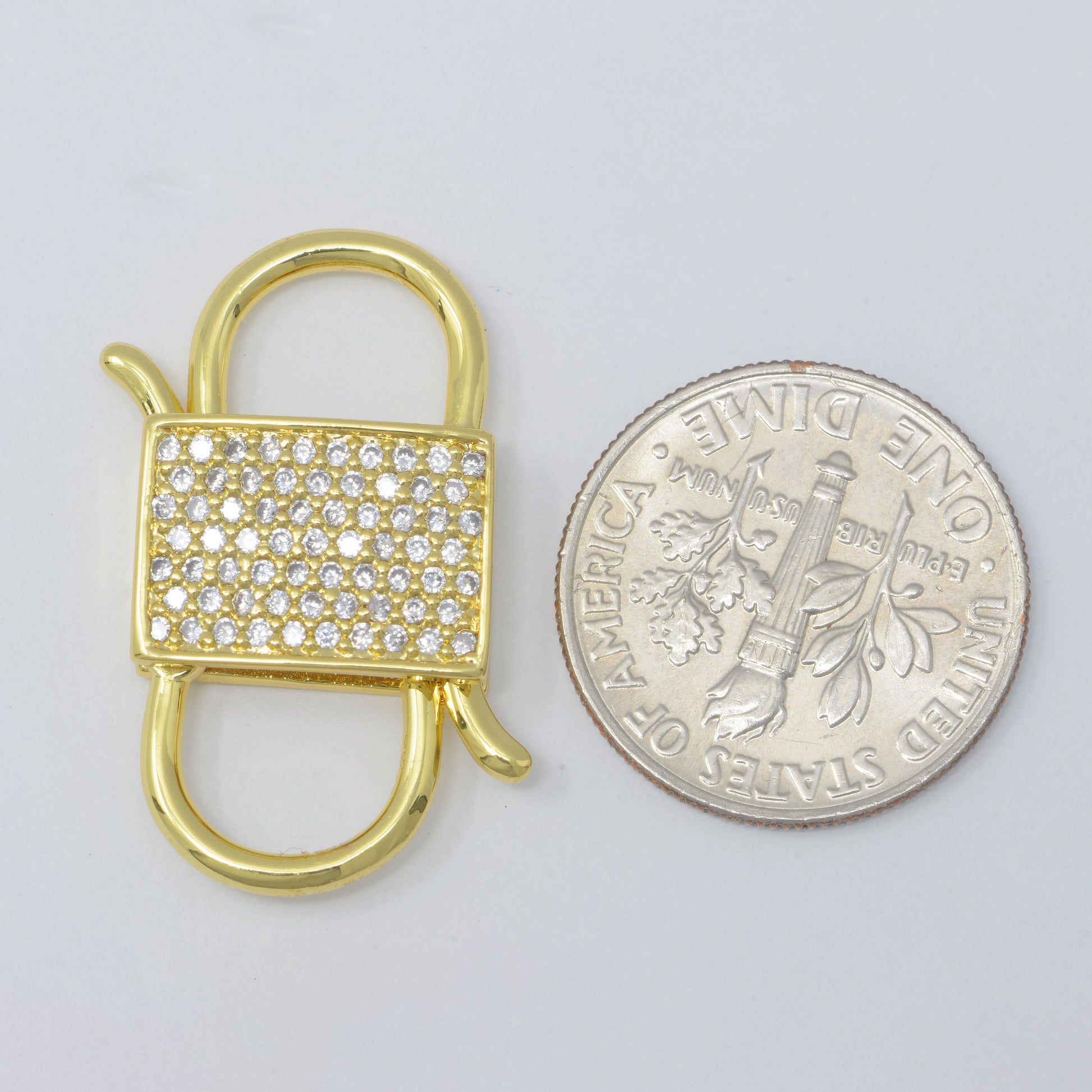 24k Gold Filled Clasp clicker Clasp, 14x26mm Micro Pave double Clicker ends, Bracelet Necklace Clicker Connector | L-300
