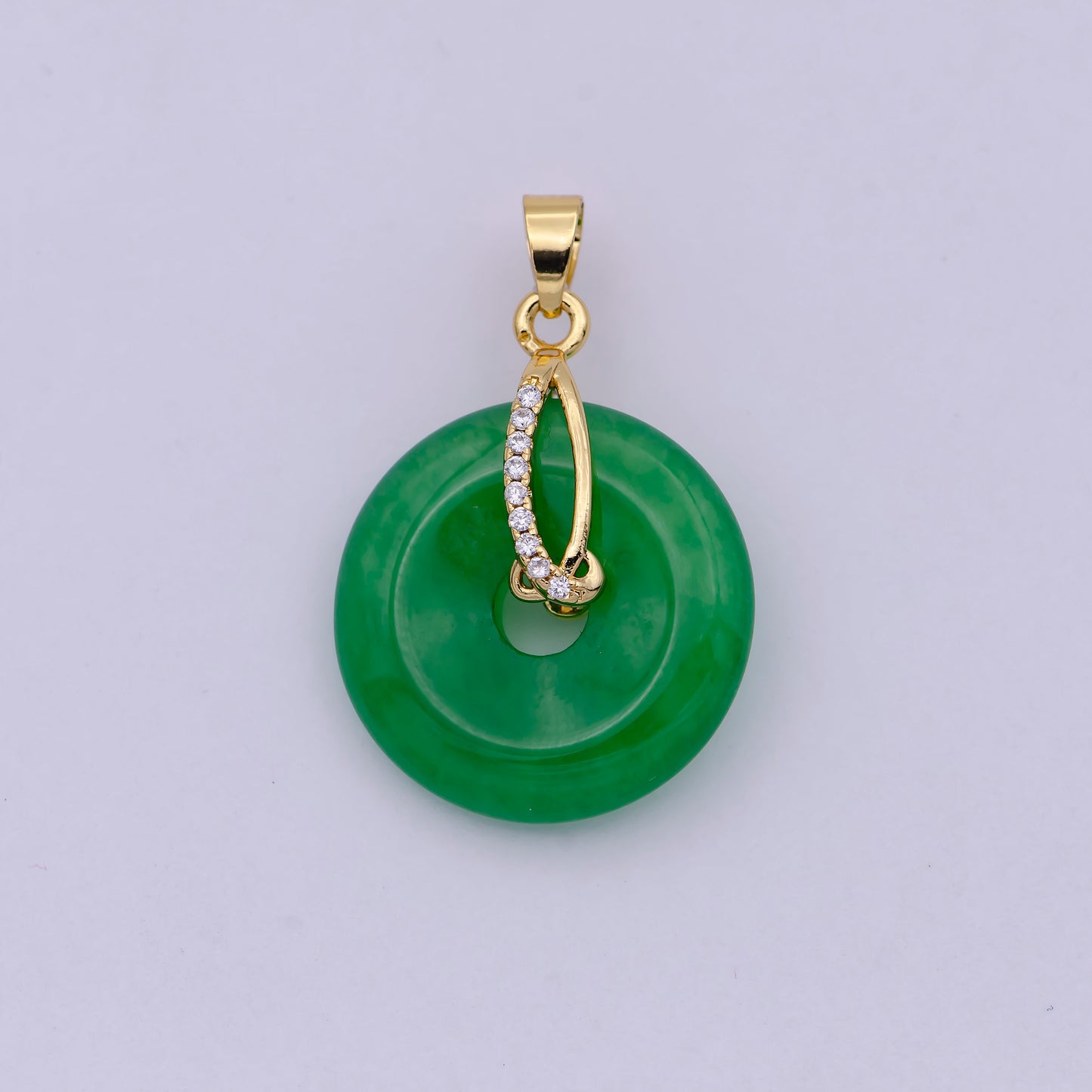 24k Gold Filled Round Jade Stone charm, Green Donut Stone Pendant, Jade Stone Pendant, Star Charm Jewelry Necklace O-095 O-096 O-098