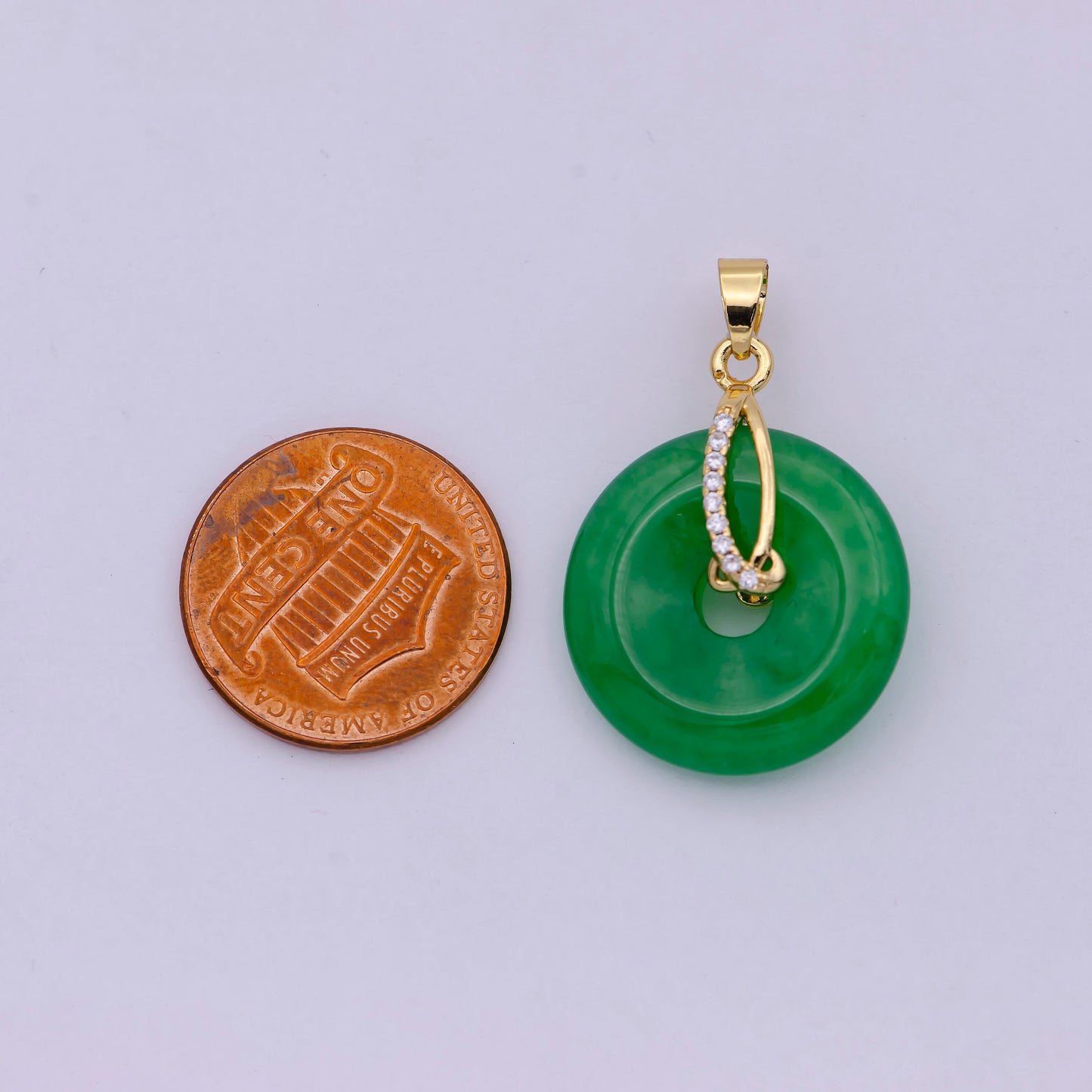 24k Gold Filled Round Jade Stone charm, Green Donut Stone Pendant, Jade Stone Pendant, Star Charm Jewelry Necklace O-095 O-096 O-098