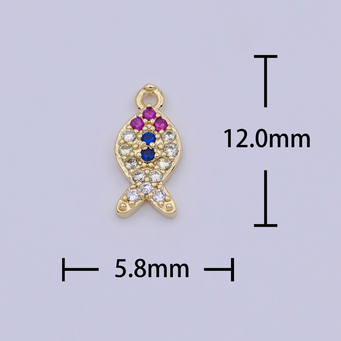 Mini Gold Filled Fish Charm Micro CZ Pave Pendant, DIY Fashion Jewelry Making Supply, Bracelet Earring Necklace Component W-169