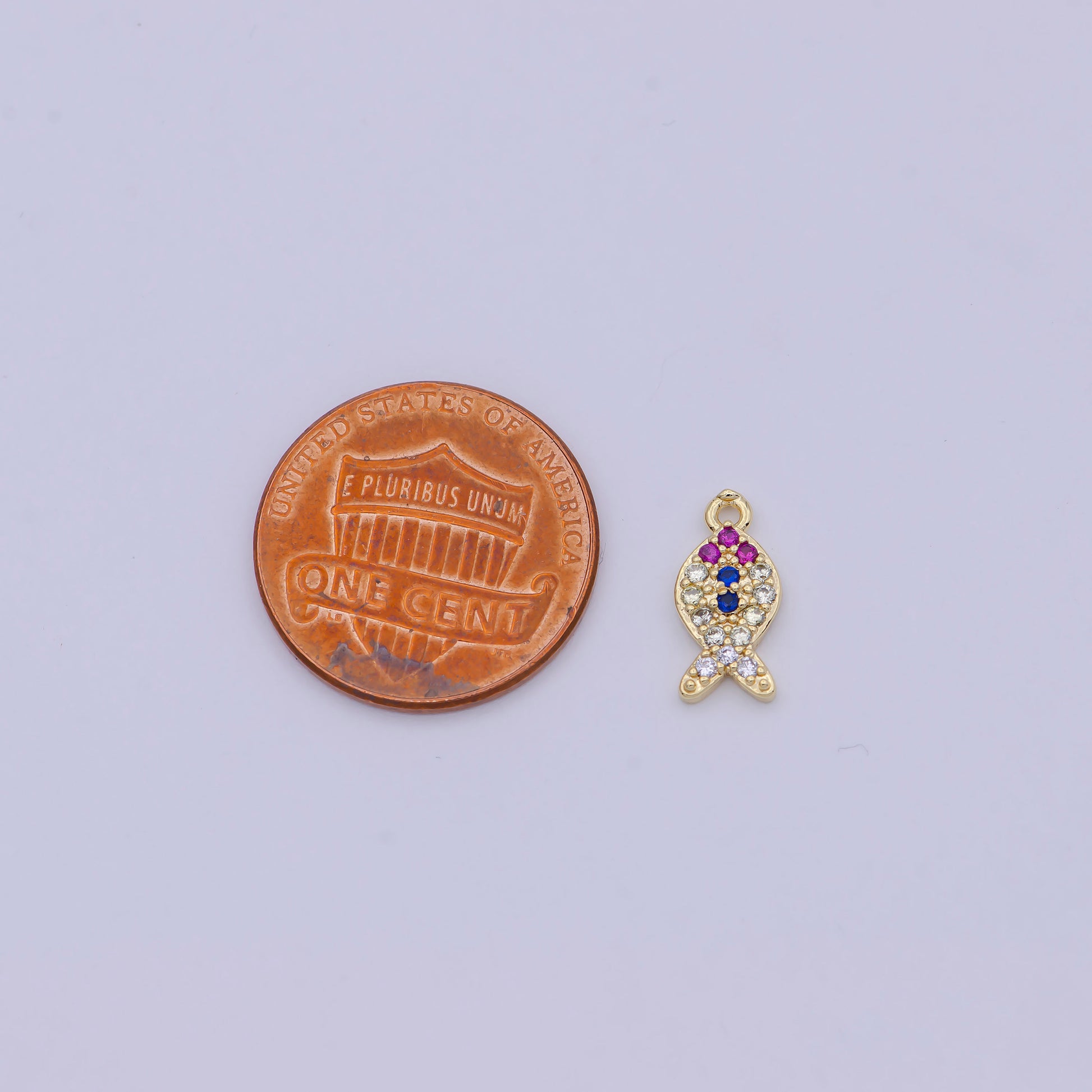 Mini Gold Filled Fish Charm Micro CZ Pave Pendant, DIY Fashion Jewelry Making Supply, Bracelet Earring Necklace Component W-169