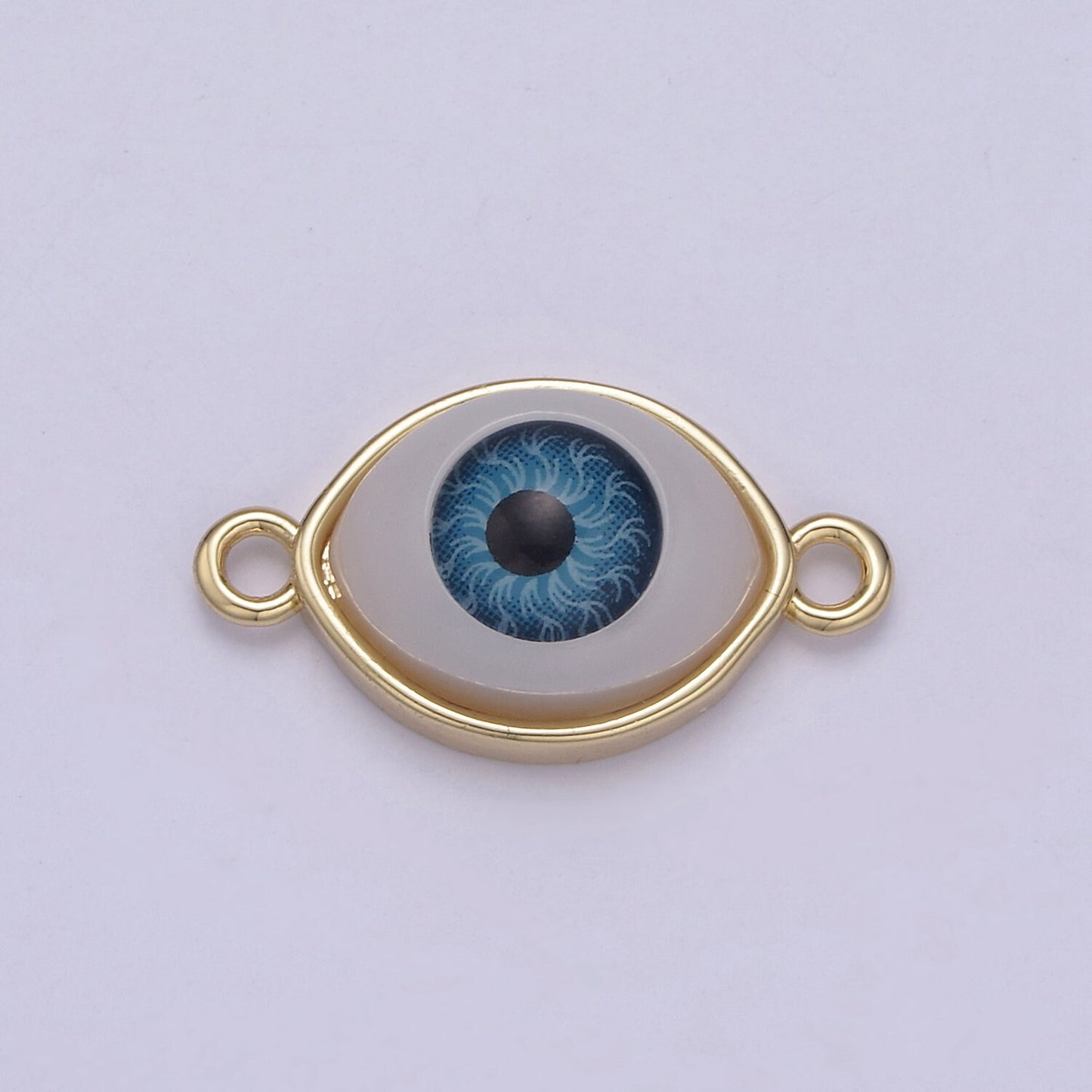 Gold Eye Charm Connector Enamel Eye BALL Blue Green Fuschia Pink Enamel Link Connector for Bracelet Necklace | F-641, F-642, F-643