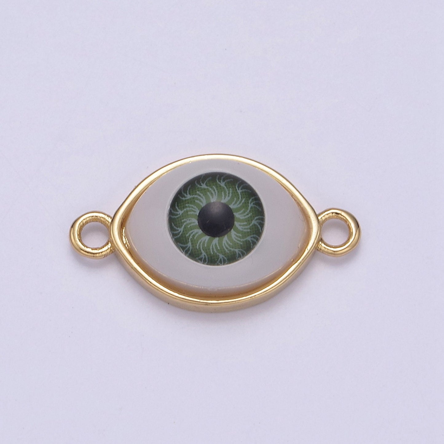 Gold Eye Charm Connector Enamel Eye BALL Blue Green Fuschia Pink Enamel Link Connector for Bracelet Necklace | F-641, F-642, F-643