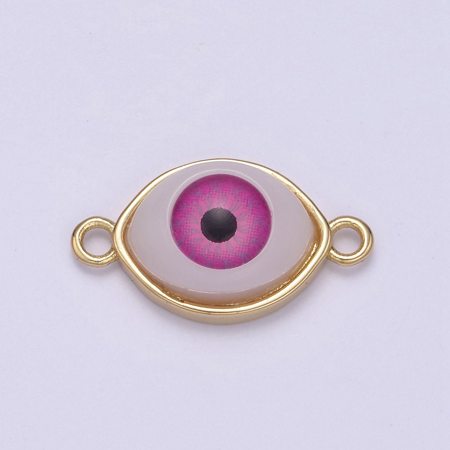 Gold Eye Charm Connector Enamel Eye BALL Blue Green Fuschia Pink Enamel Link Connector for Bracelet Necklace | F-641, F-642, F-643
