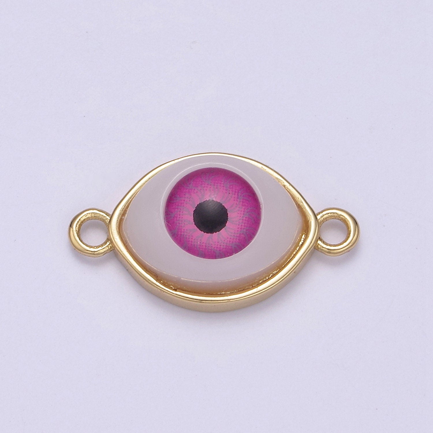 Gold Eye Charm Connector Enamel Eye BALL Blue Green Fuschia Pink Enamel Link Connector for Bracelet Necklace | F-641, F-642, F-643