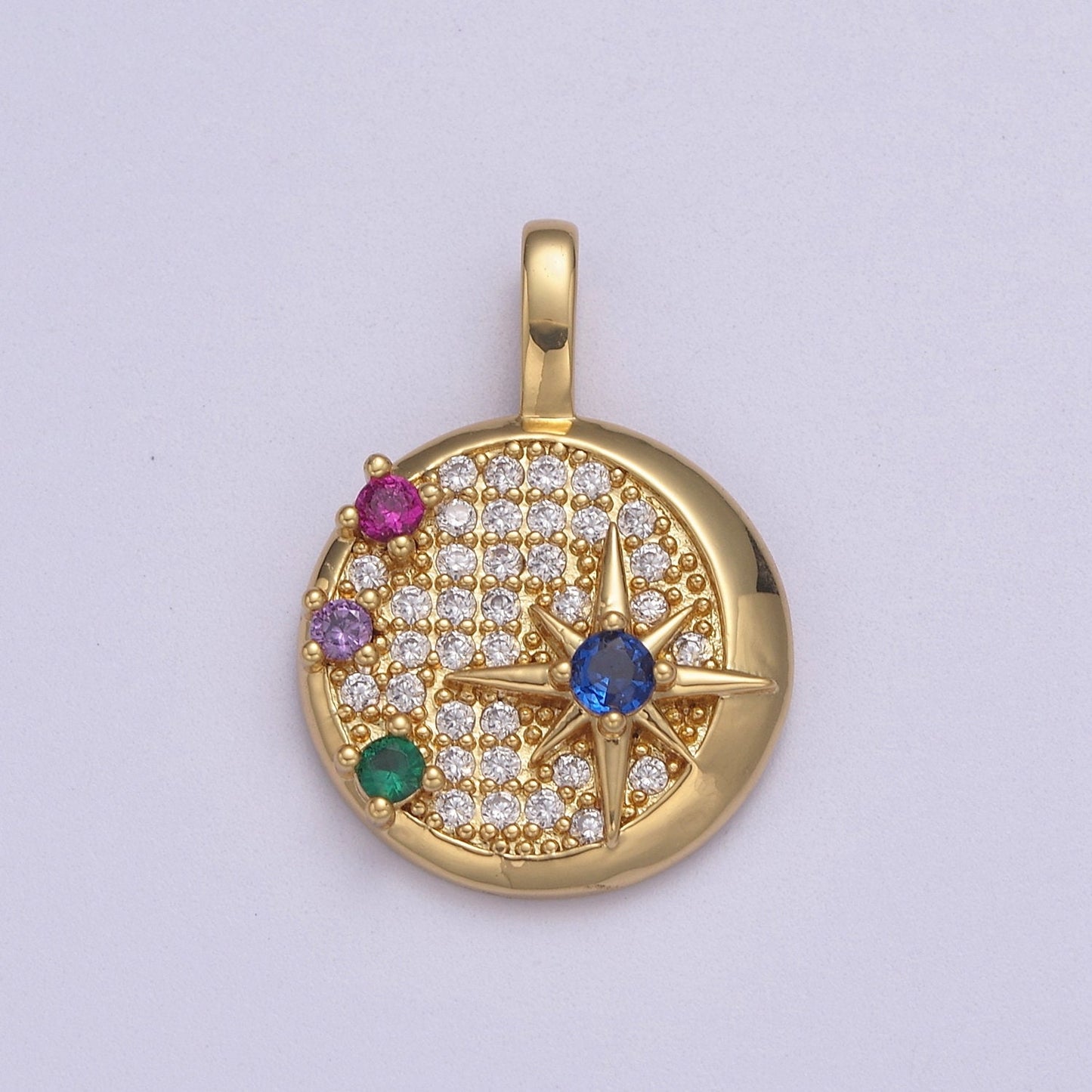 24K Gold Filled Mini Shooting Star Color Cubic Zirconia Bracelet Necklace Pendant Charm for Woman Jewelry Making J467