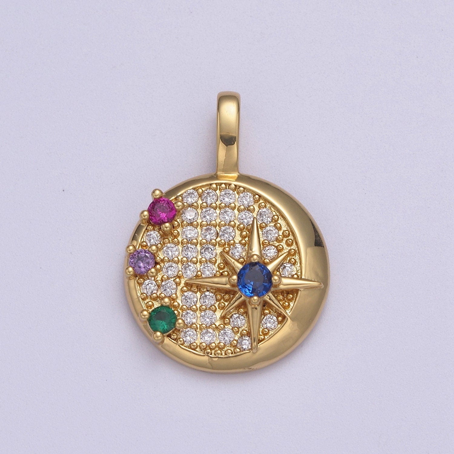 24K Gold Filled Mini Shooting Star Color Cubic Zirconia Bracelet Necklace Pendant Charm for Woman Jewelry Making J467