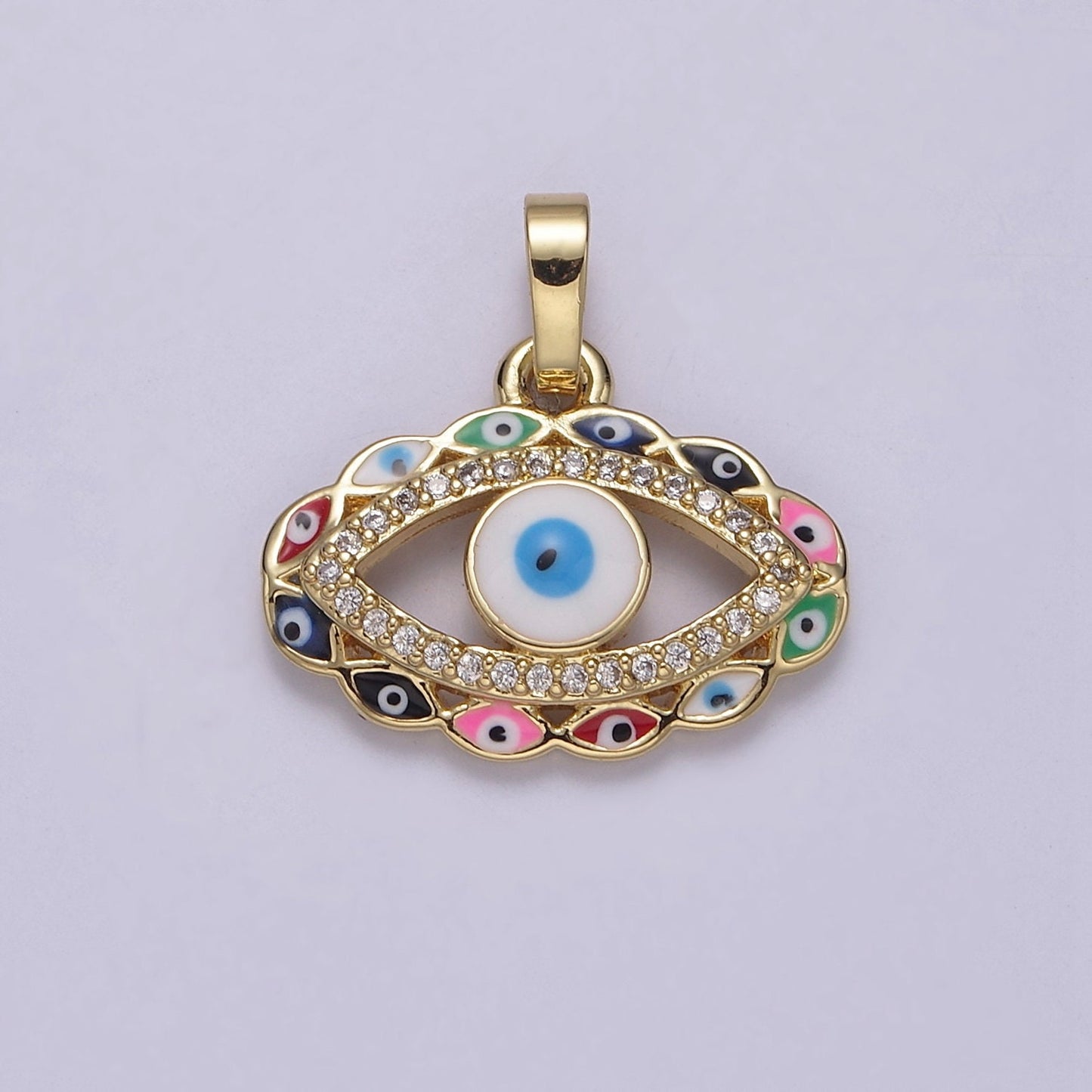 Colorful evil eye charm, enamel Eye Pendant 24k Gold Filled pendant Necklace for jewelry making J-378