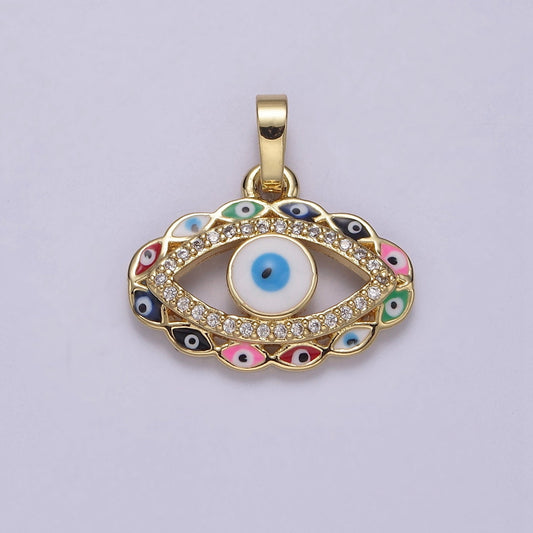 Colorful evil eye charm, enamel Eye Pendant 24k Gold Filled pendant Necklace for jewelry making J-378