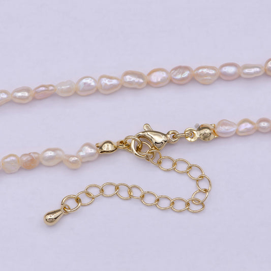 Freshwater Pearl Necklace, Genuine Pearl Necklace, Dainty Pearl Necklace, Pearl Beaded Necklace, Gold Pearl Necklace, Baroque Pearl Necklace