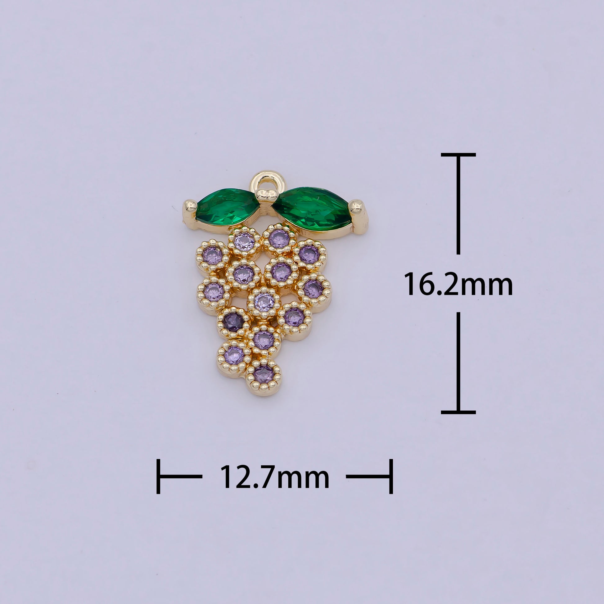 Tiny Gold Filled Purple Grape Charm Dainty Fruit Jewelry with Cubic Zirconia Stone Pendant for Necklace Earring Bracelet N-915