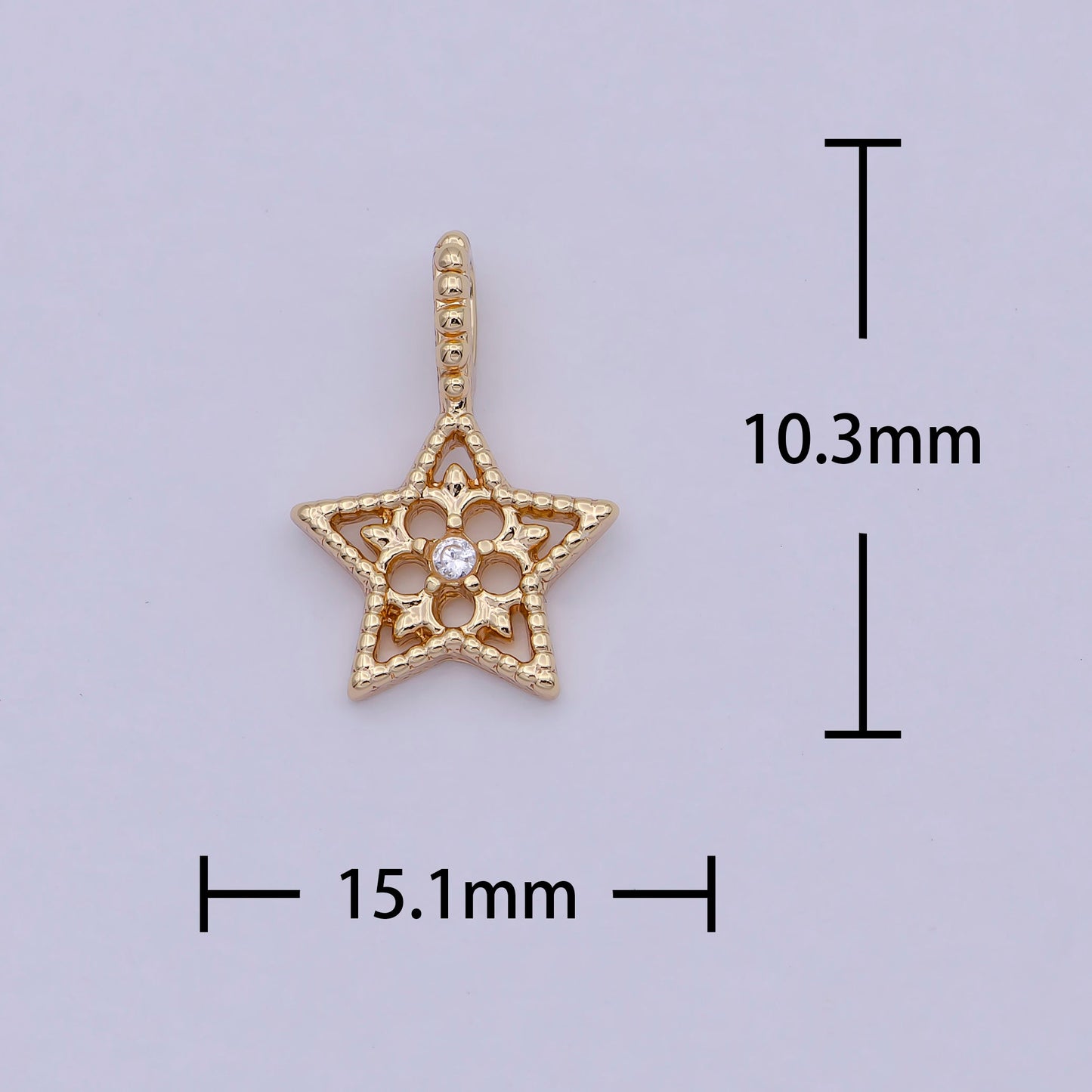 Dainty Gold Star Charm Cubic Pendant Gold filled Dainty Star Charm for Necklace Earring charm C625
