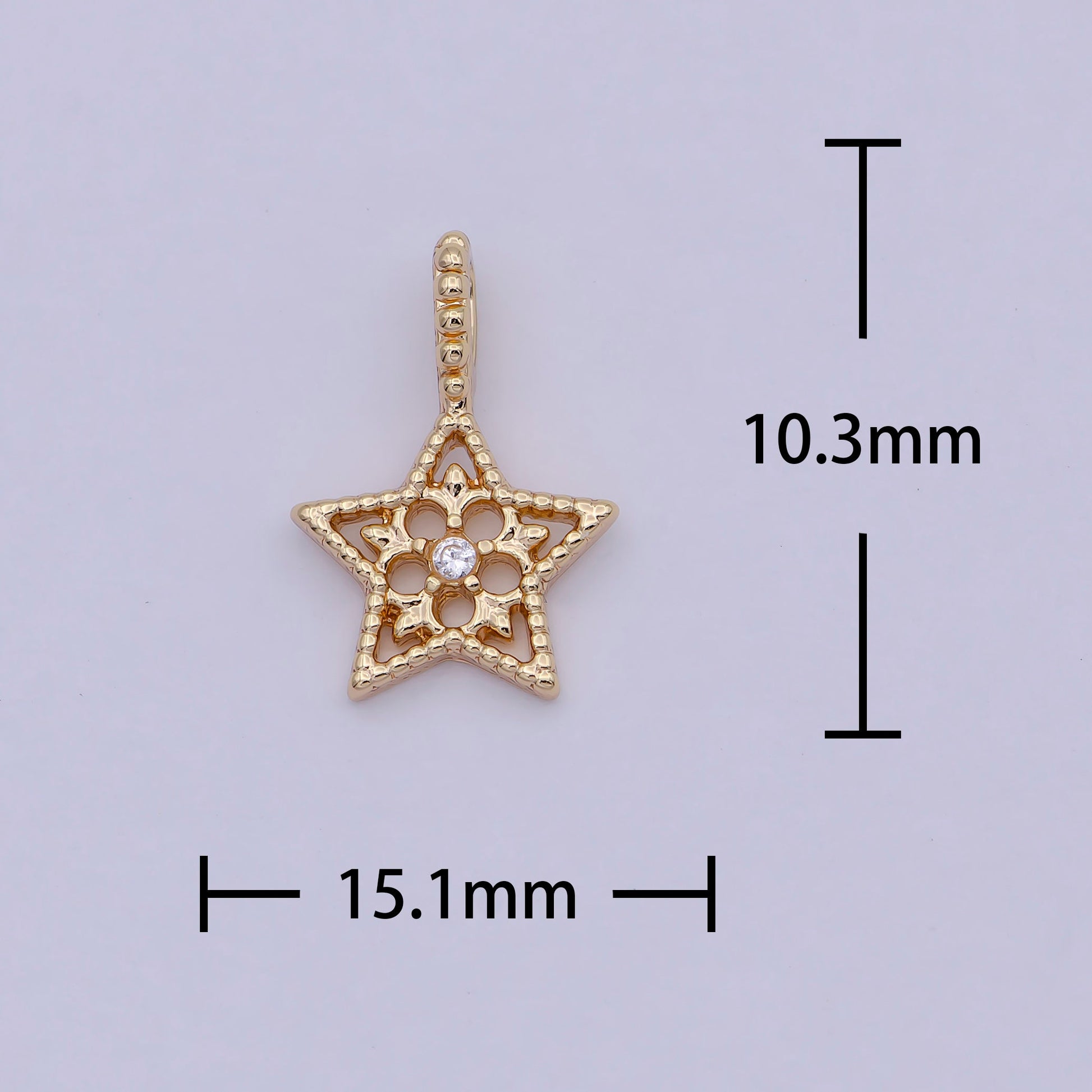 Dainty Gold Star Charm Cubic Pendant Gold filled Dainty Star Charm for Necklace Earring charm C625