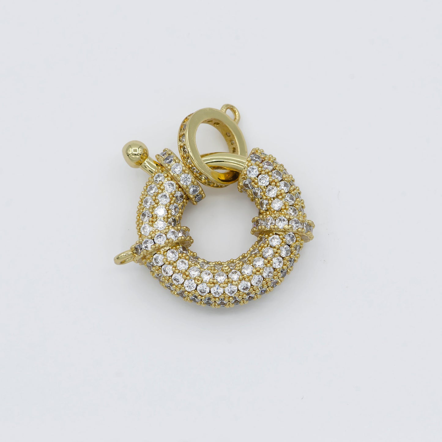Gold Circle Ring CZ Gold Filled Push Gate Ring Charm For DIY Jewelry Making Necklace Bracelet Anklet- L-314
