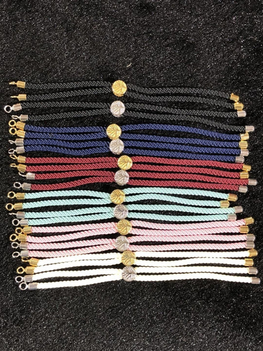 1pc Half Finished Adjustable Cord Bracelet with Rings in Black, Blue, Red, Teal, White Multiple Color Options | O-038 - O-054