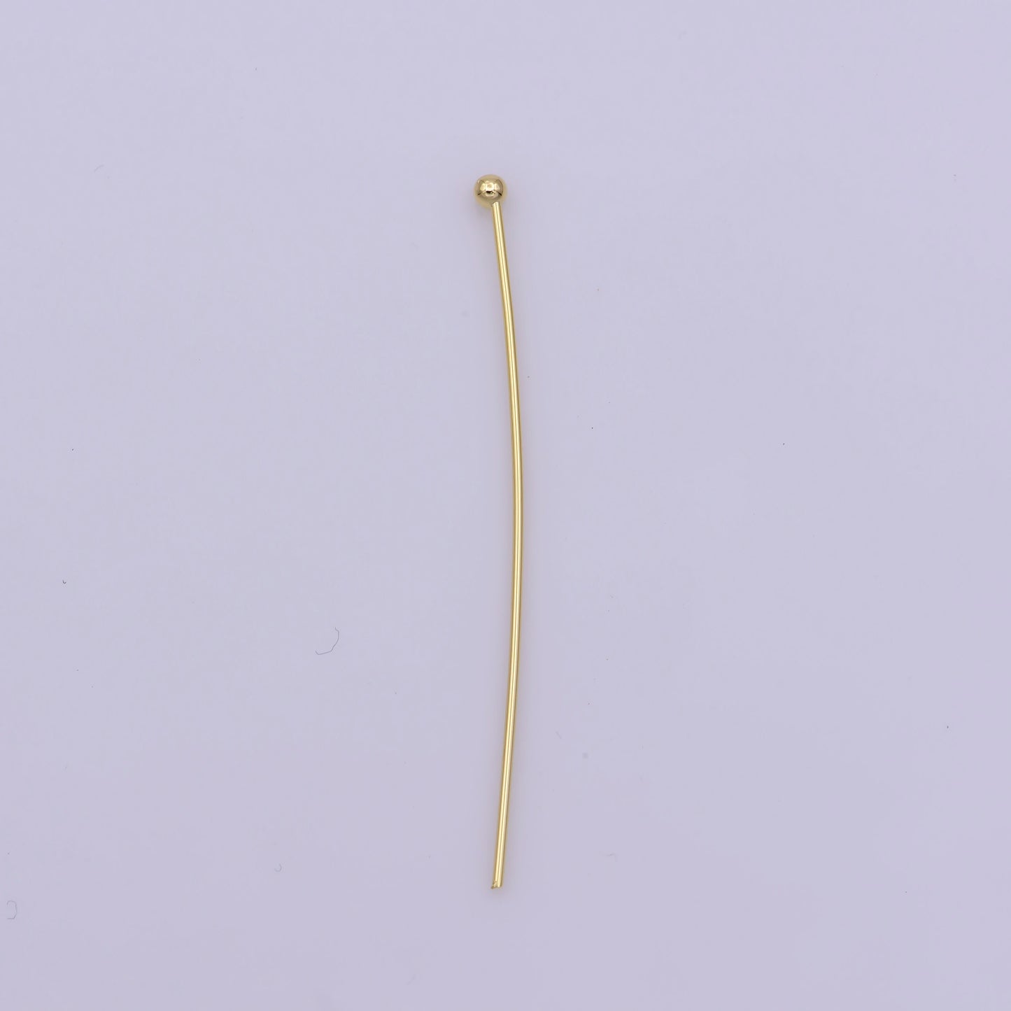 Gold Head Pins, 0.6mm (22Gauge) by 30 mm, 40 mm, Ball Point Headpins, Gold Plated Brass Ball | L-533, L-532