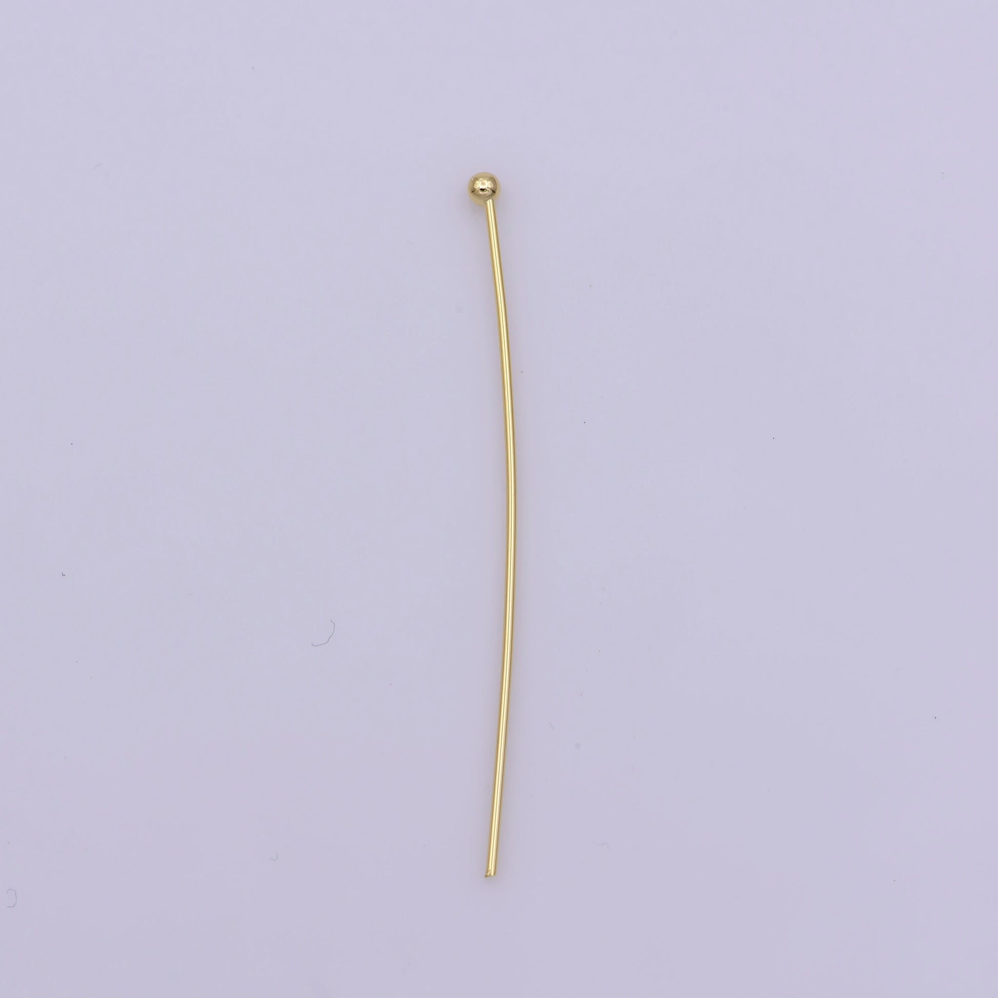 Gold Head Pins, 0.6mm (22Gauge) by 30 mm, 40 mm, Ball Point Headpins, Gold Plated Brass Ball | L-533, L-532