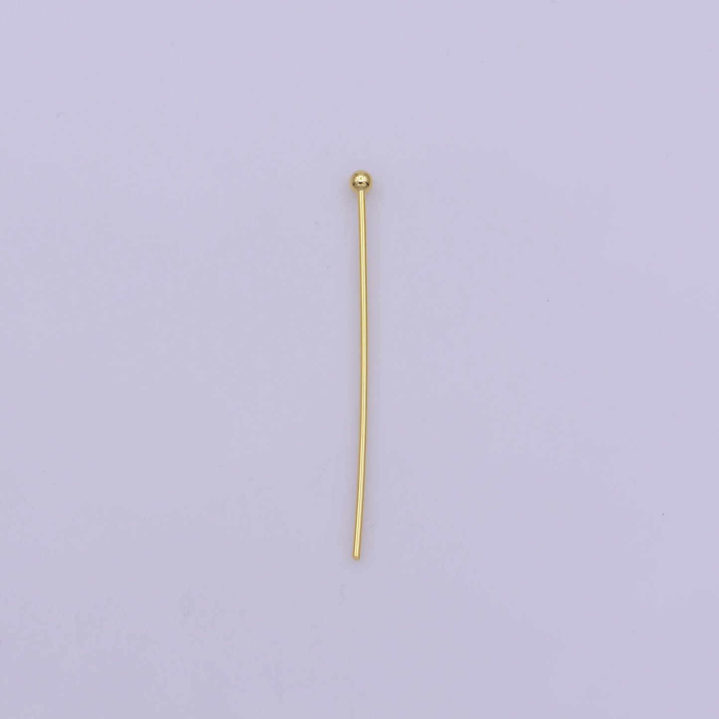 Gold Head Pins, 0.6mm (22Gauge) by 30 mm, 40 mm, Ball Point Headpins, Gold Plated Brass Ball | L-533, L-532