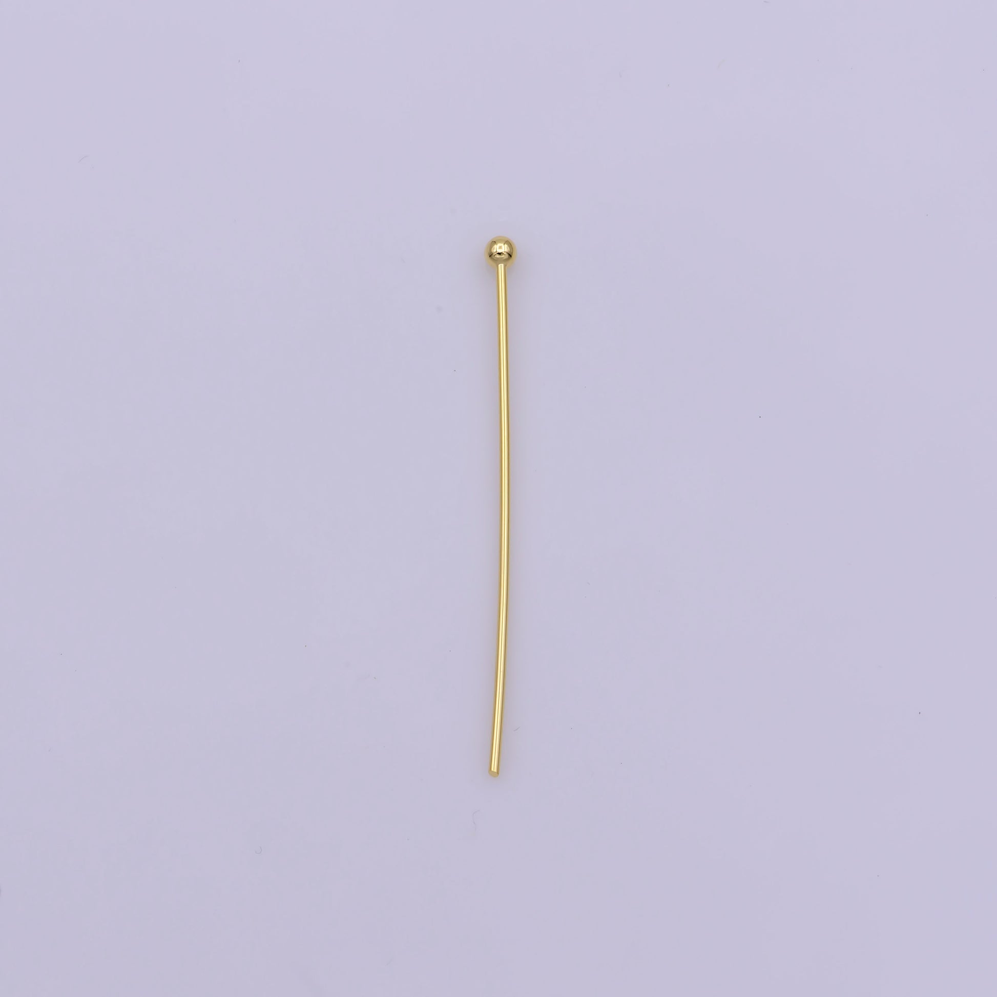 Gold Head Pins, 0.6mm (22Gauge) by 30 mm, 40 mm, Ball Point Headpins, Gold Plated Brass Ball | L-533, L-532