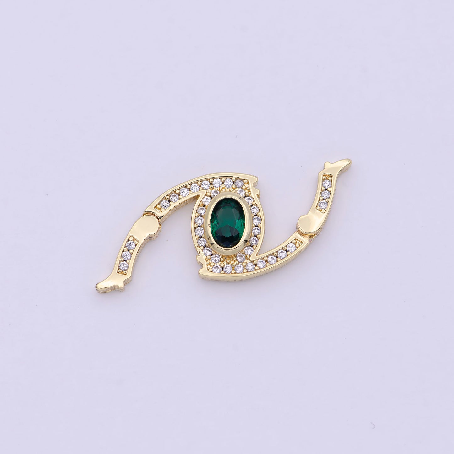 Dainty 24k Gold Fill CZ Micro Pave Clasp Evil Eye Lock Clasp, Interlock Micro pave Clasp Fastener for Bracelet Necklace Connector Clasp Z734