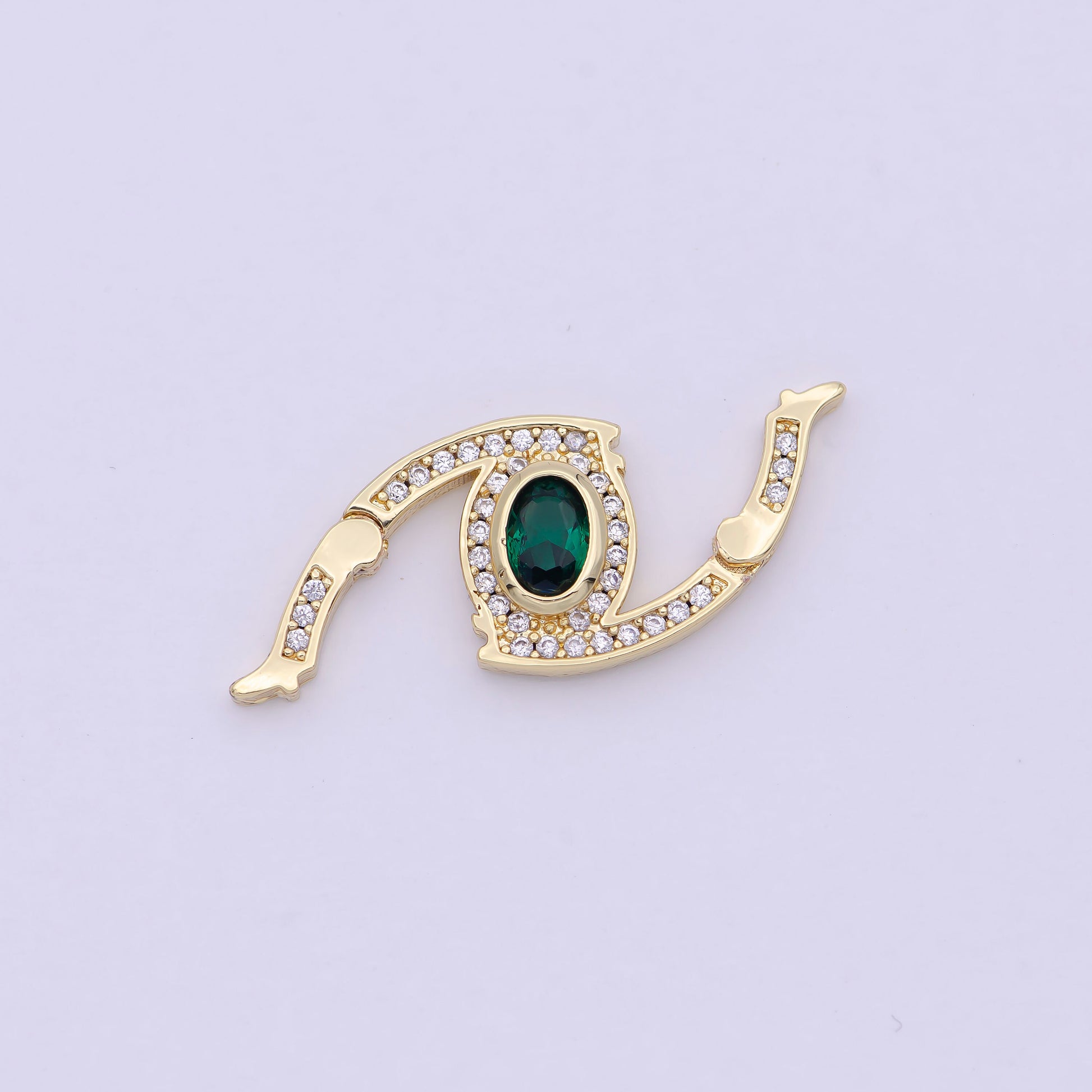 Dainty 24k Gold Fill CZ Micro Pave Clasp Evil Eye Lock Clasp, Interlock Micro pave Clasp Fastener for Bracelet Necklace Connector Clasp Z734