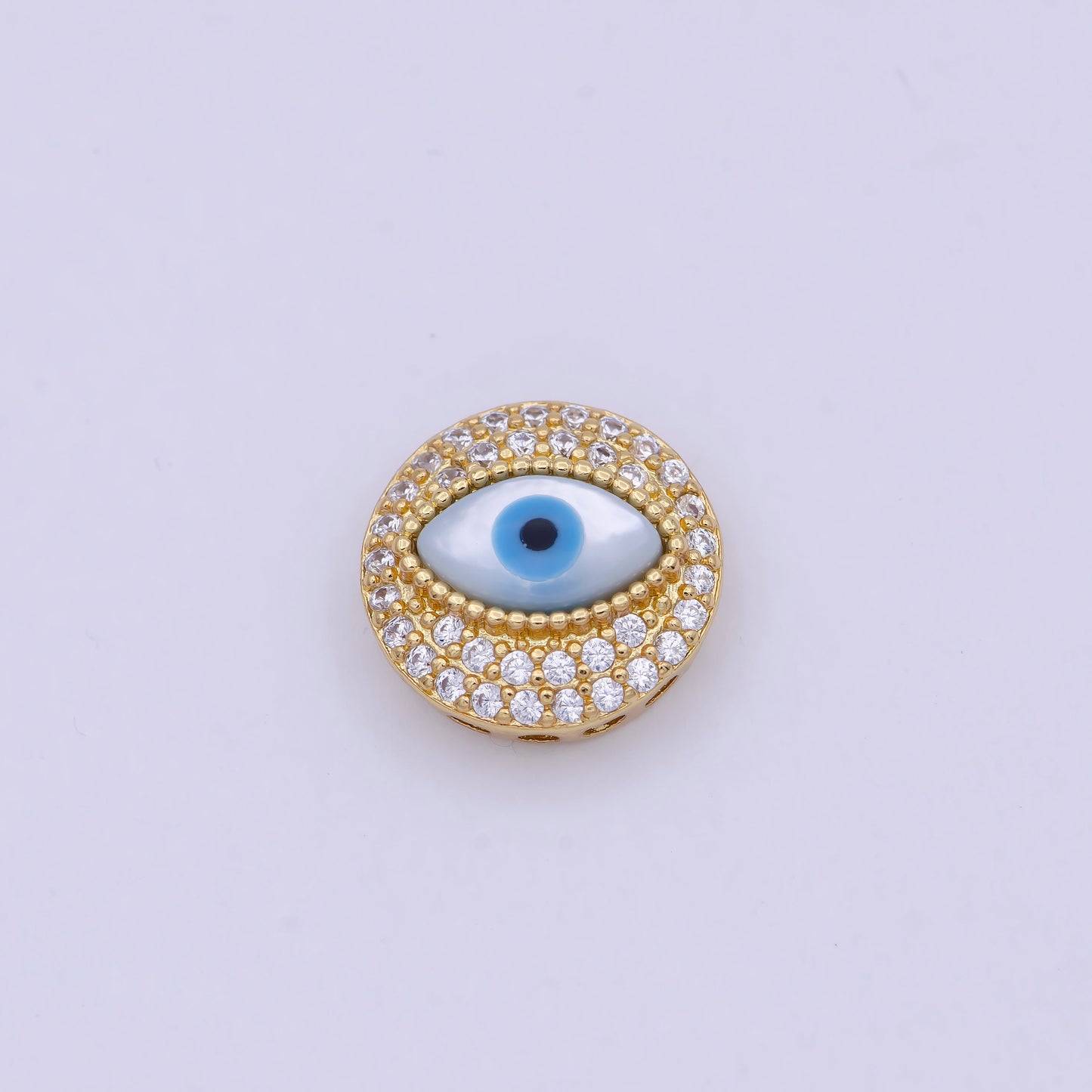 Evil Eye Beads Gold Filled Micro Pave CZ Round Connector Charm Beads for Bracelet Component B-466