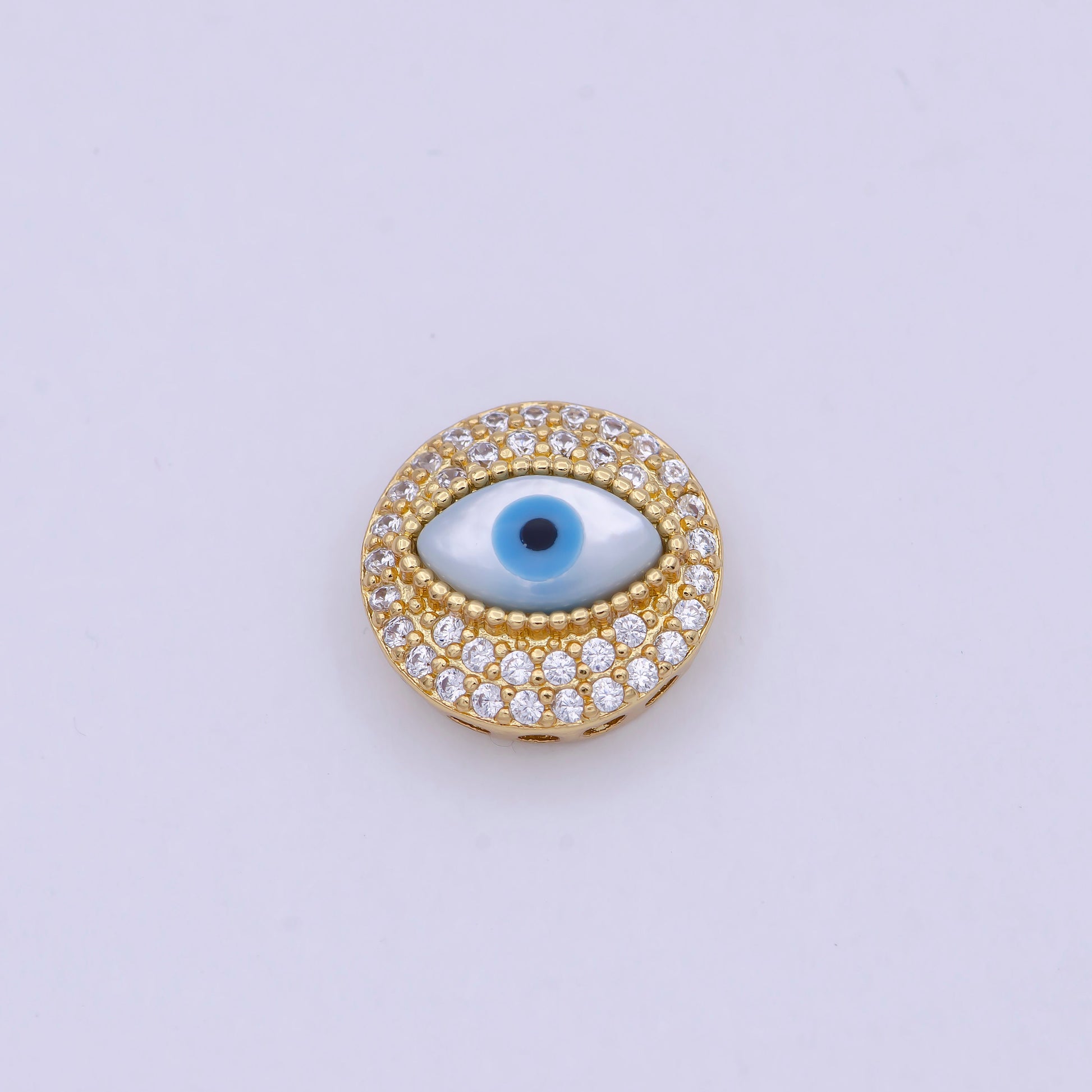 Evil Eye Beads Gold Filled Micro Pave CZ Round Connector Charm Beads for Bracelet Component B-466